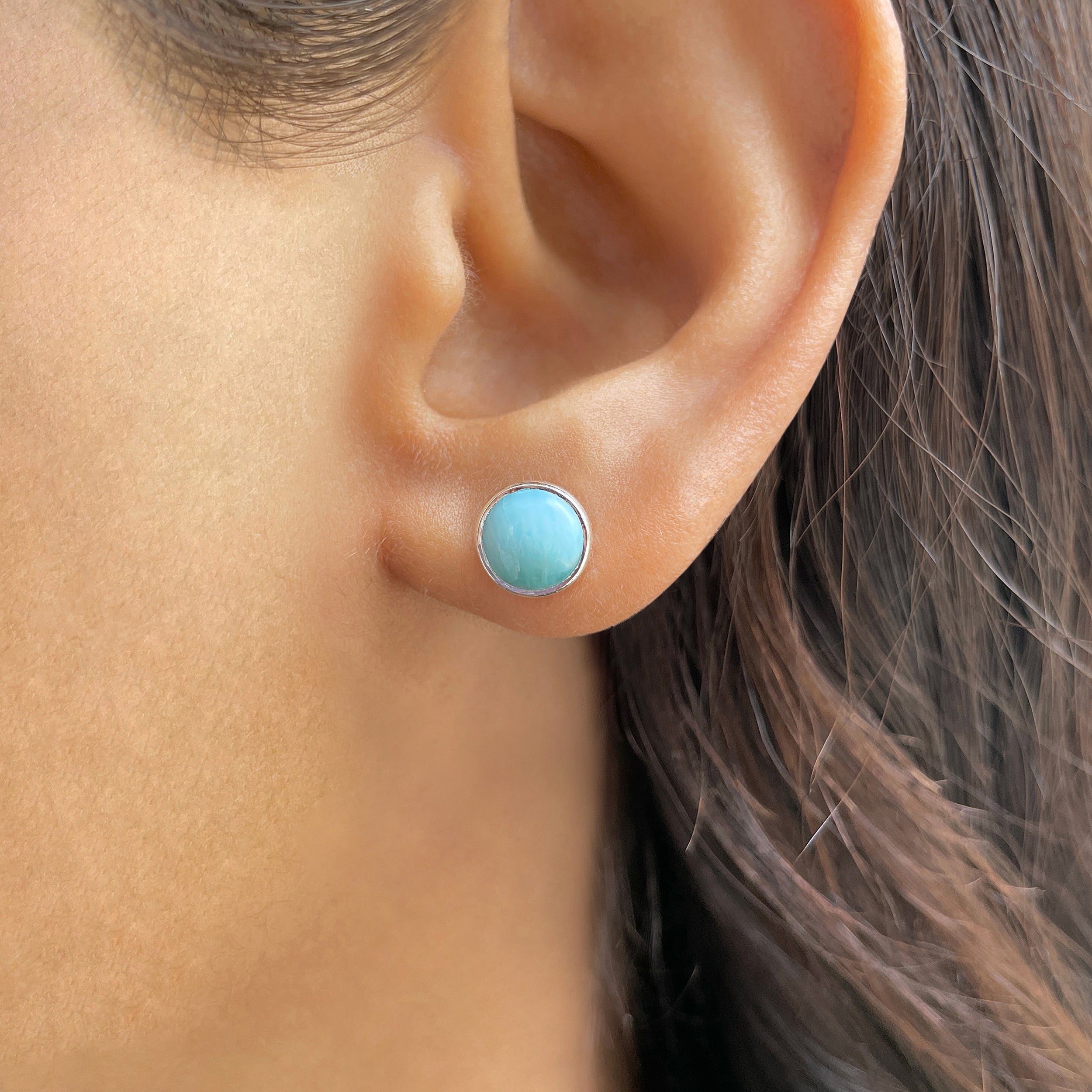 Larimar Stud Earring-(LAR-E-2493.)
