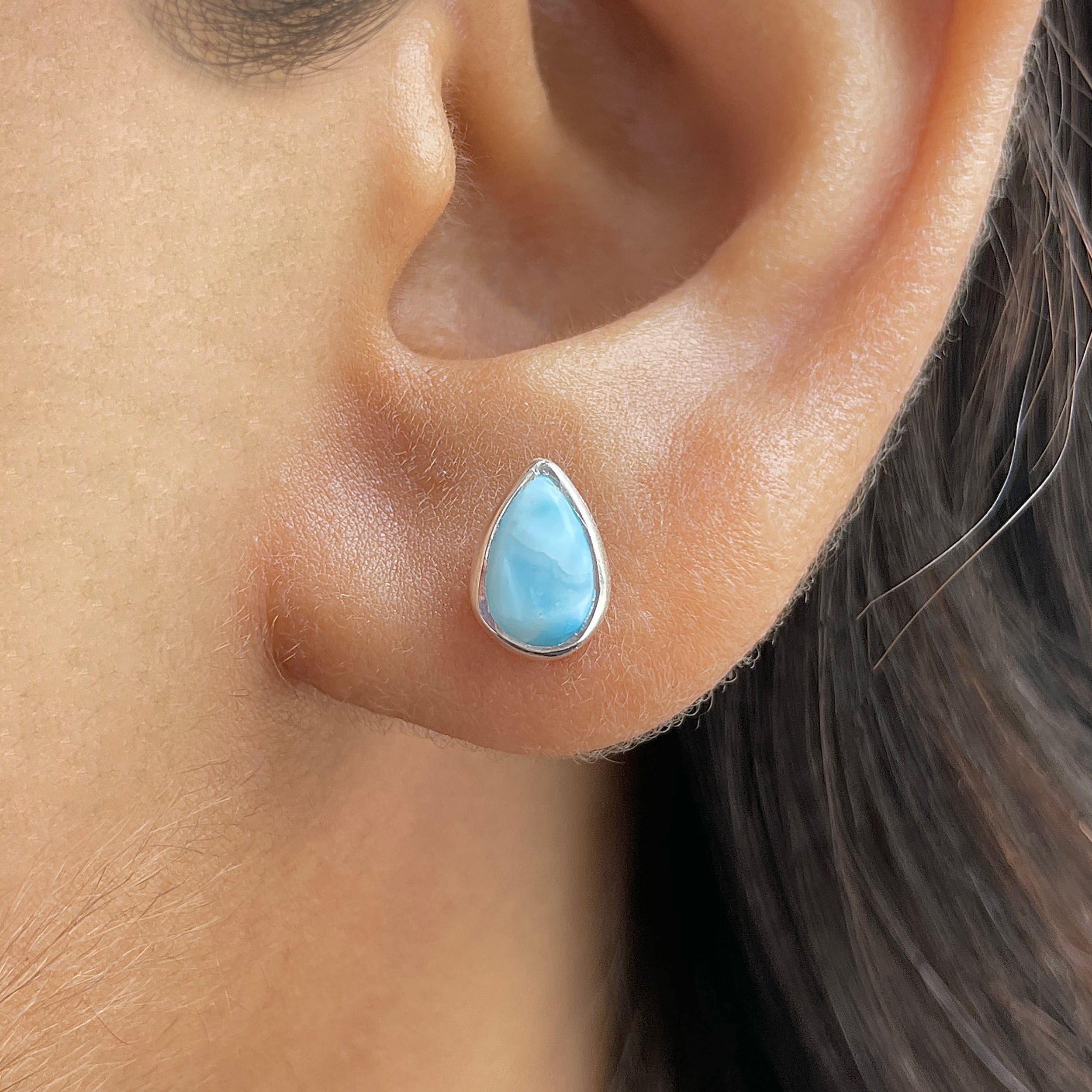 Larimar Stud Earring-(LAR-E-2515.)