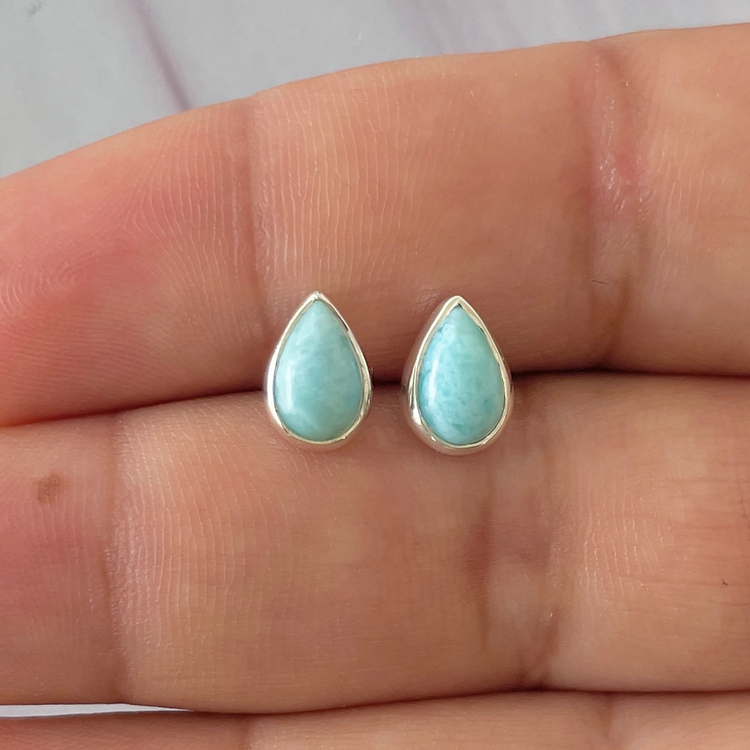 Larimar Stud Earring-(LAR-E-2533.)
