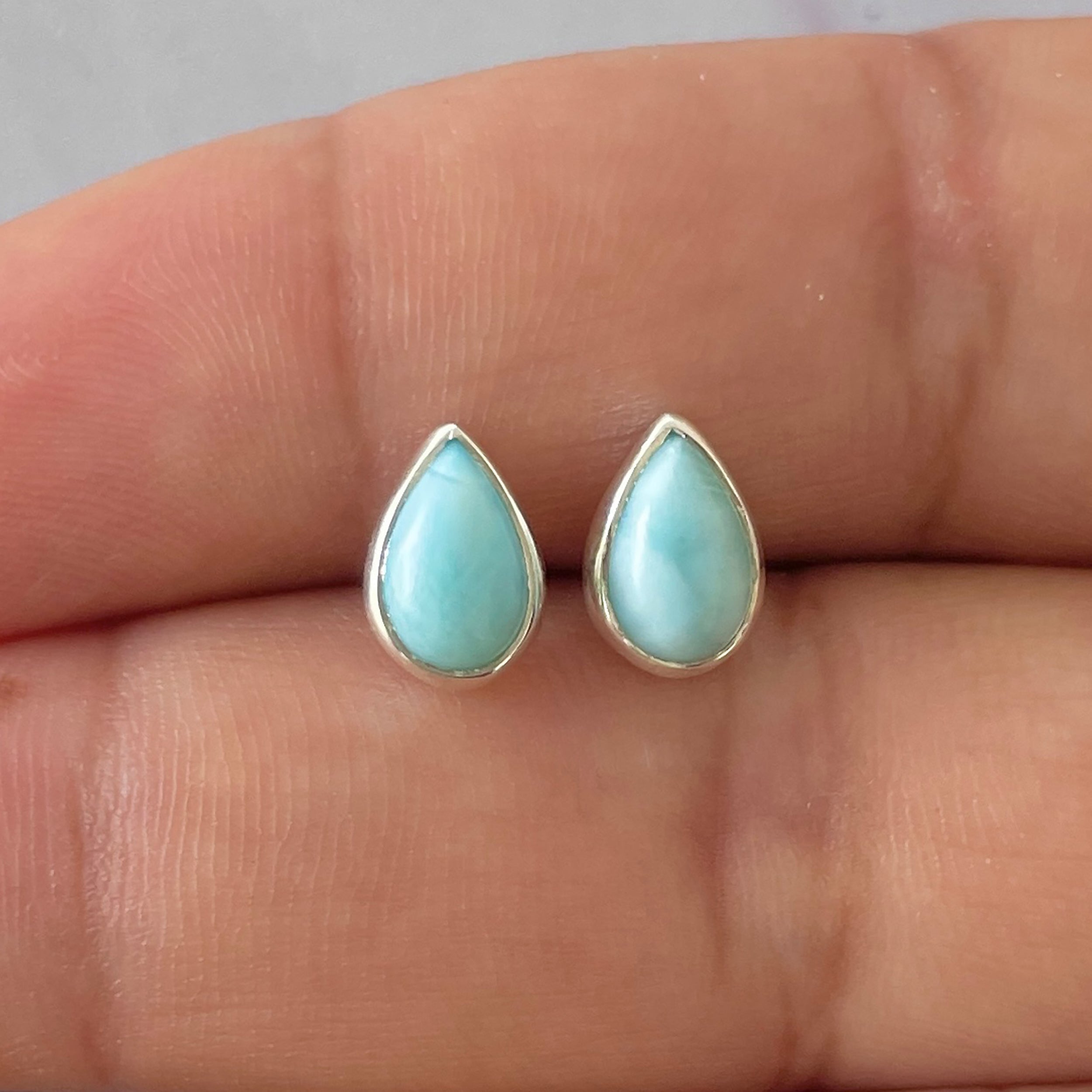 Larimar Stud Earring-(LAR-E-2535.)