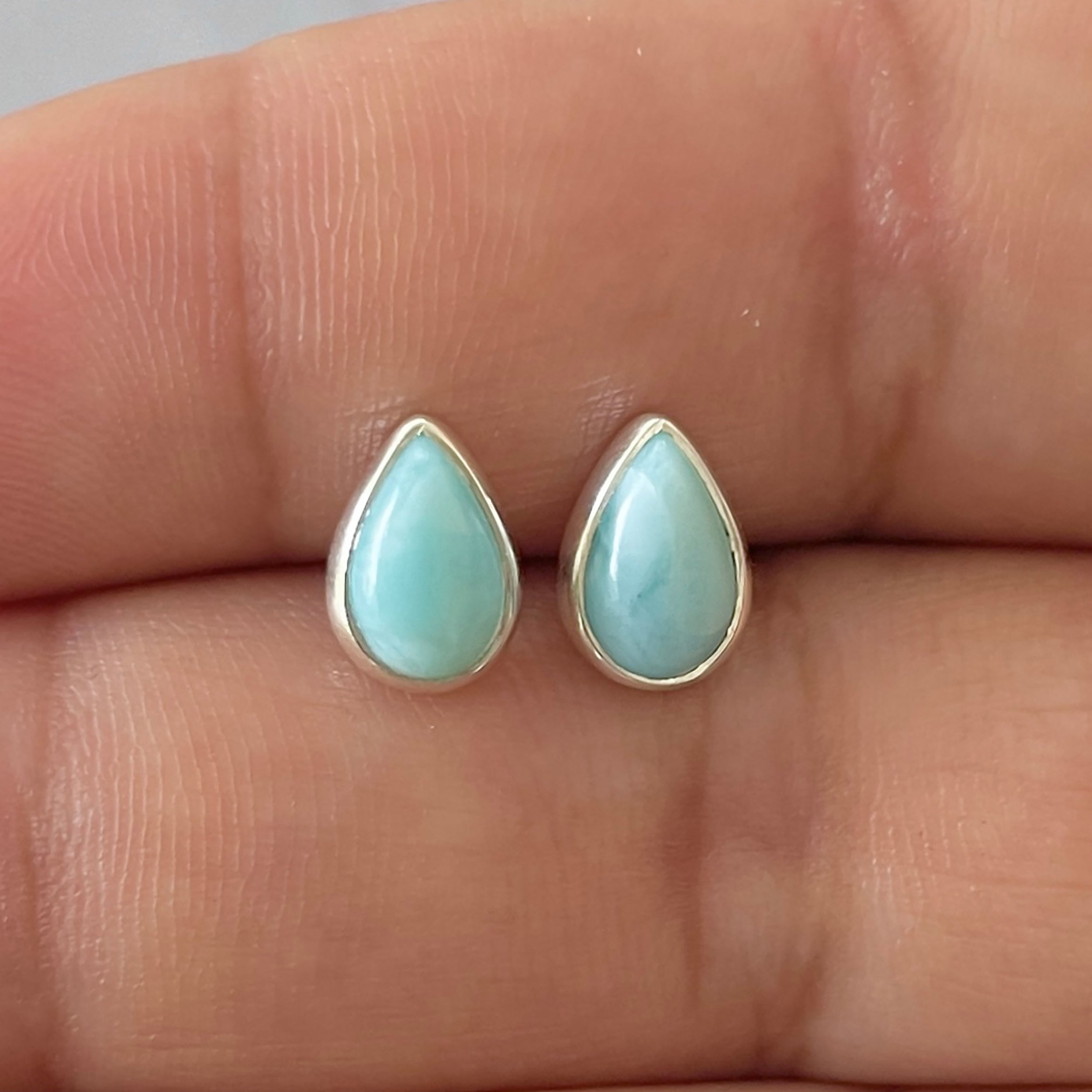 Larimar Stud Earring-(LAR-E-2537.)