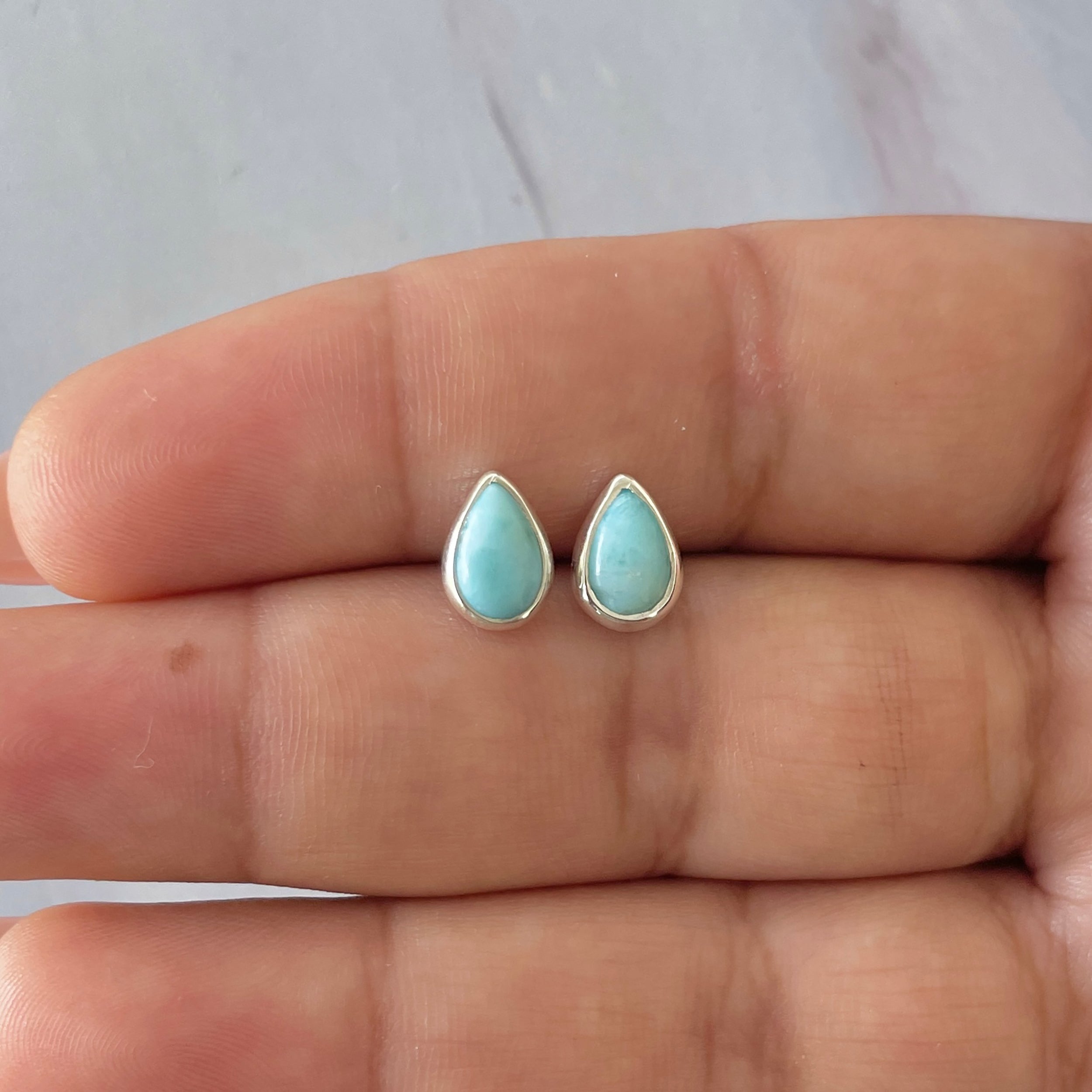Larimar Stud Earring-(LAR-E-2538.)