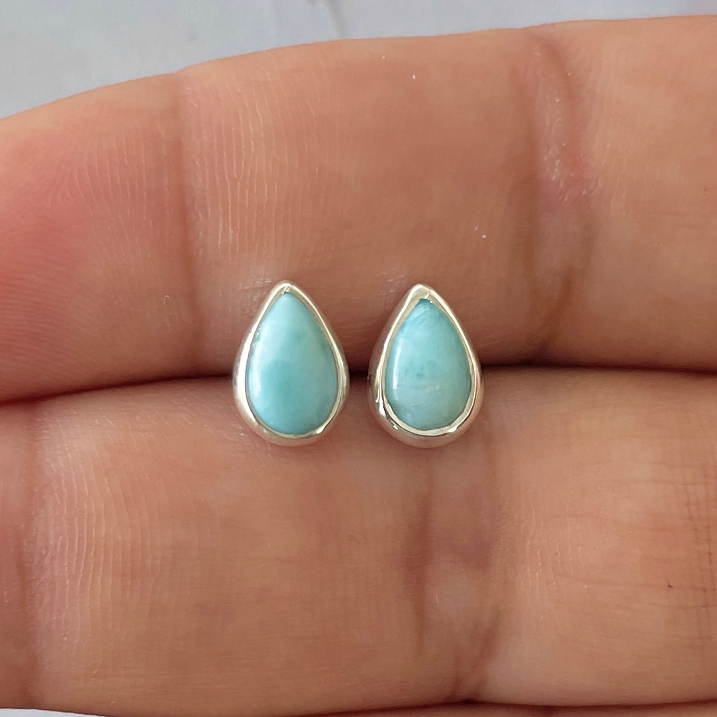 Larimar Stud Earring-(LAR-E-2538.)