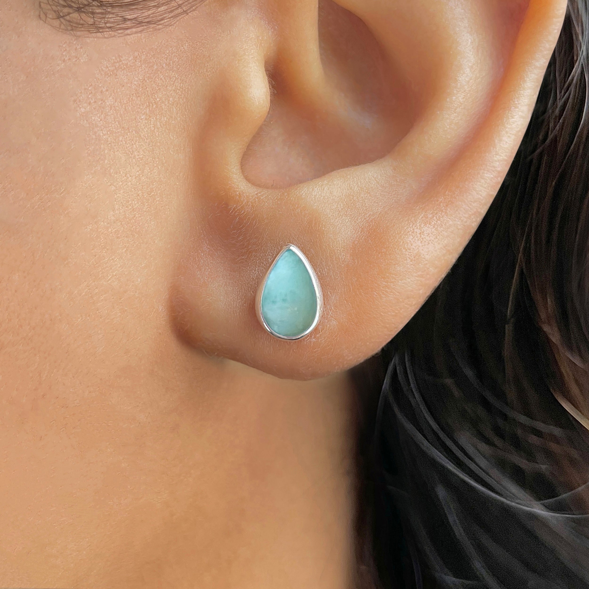 Larimar Stud Earring-(LAR-E-2538.)