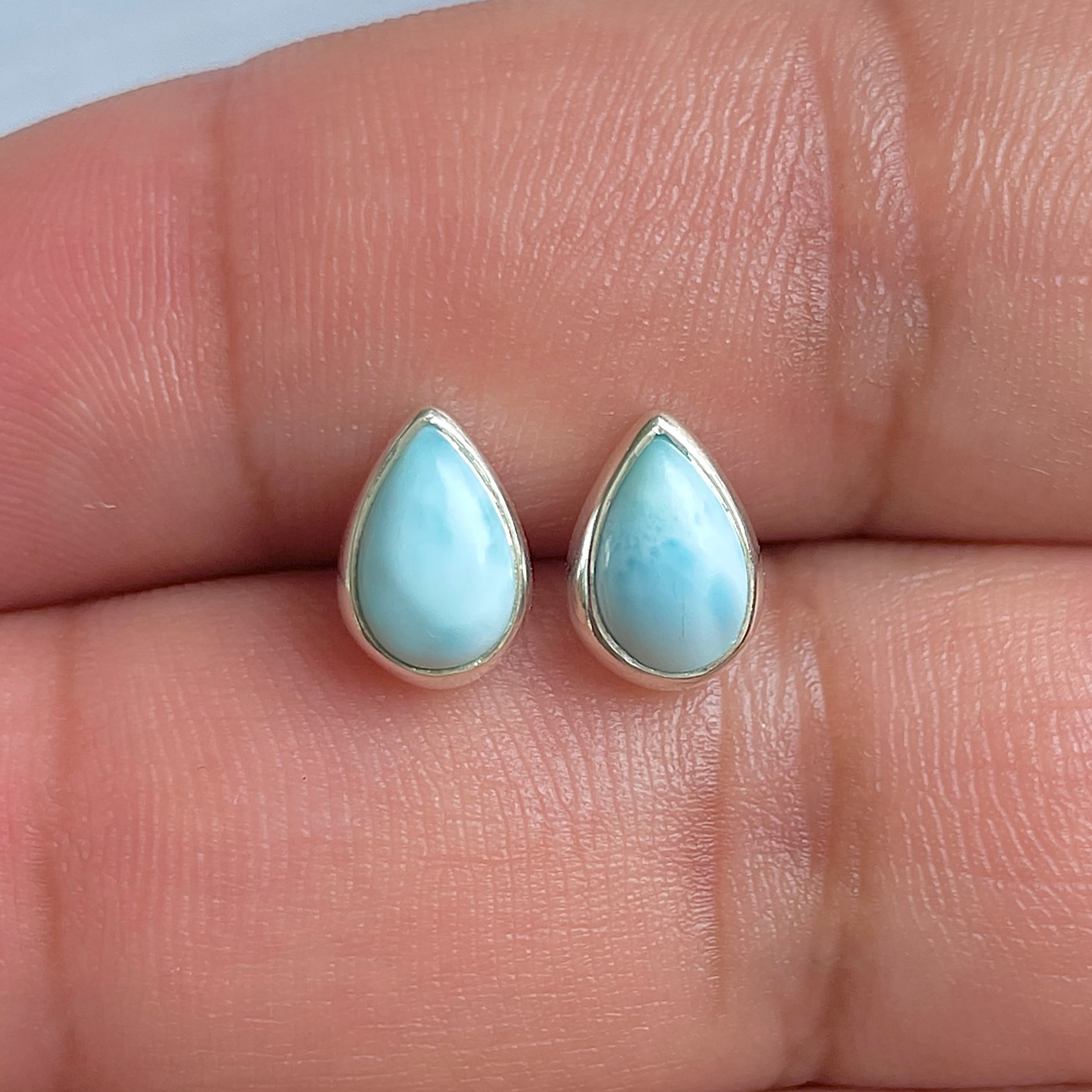 Larimar Stud Earring-(LAR-E-2541.)