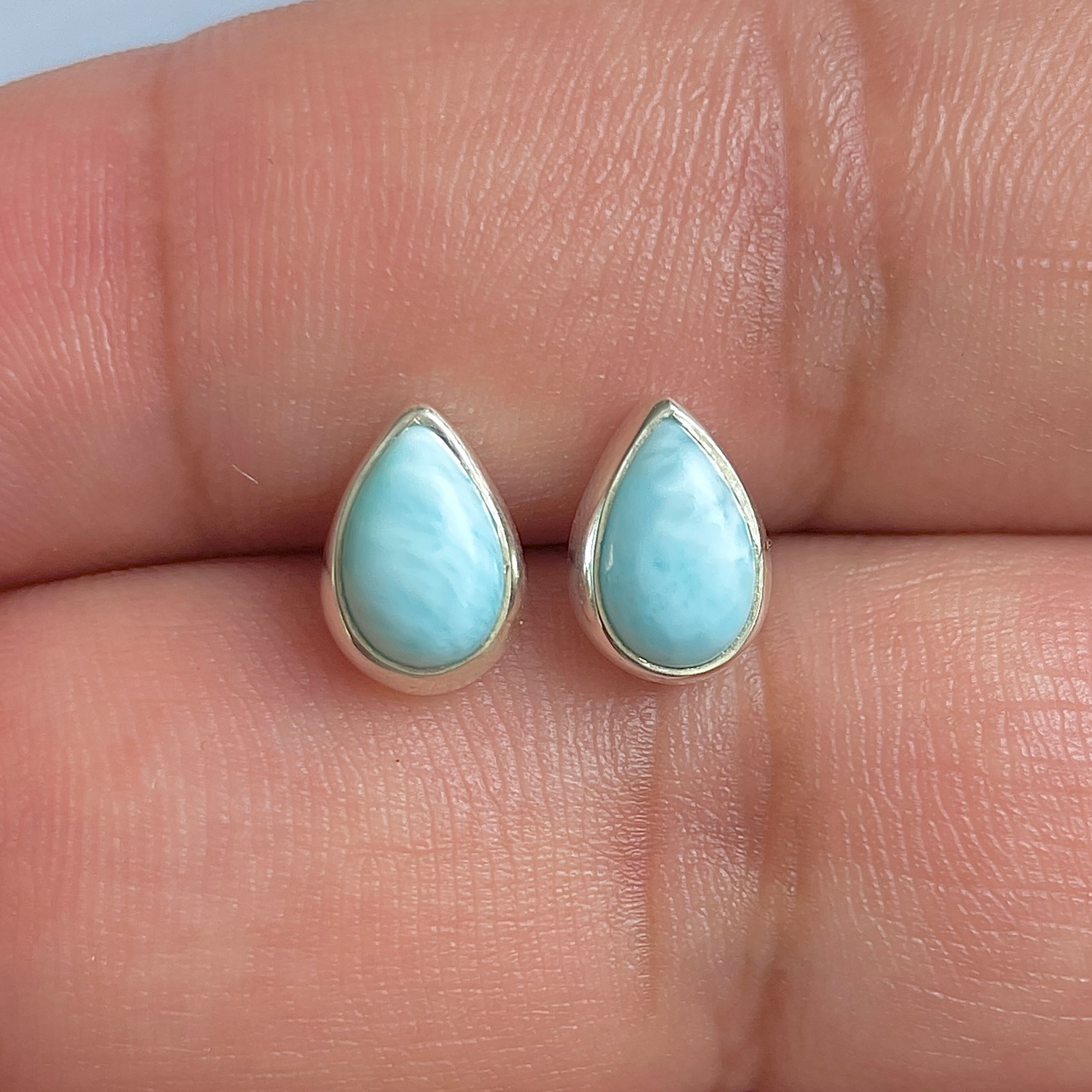 Larimar Stud Earring-(LAR-E-2543.)