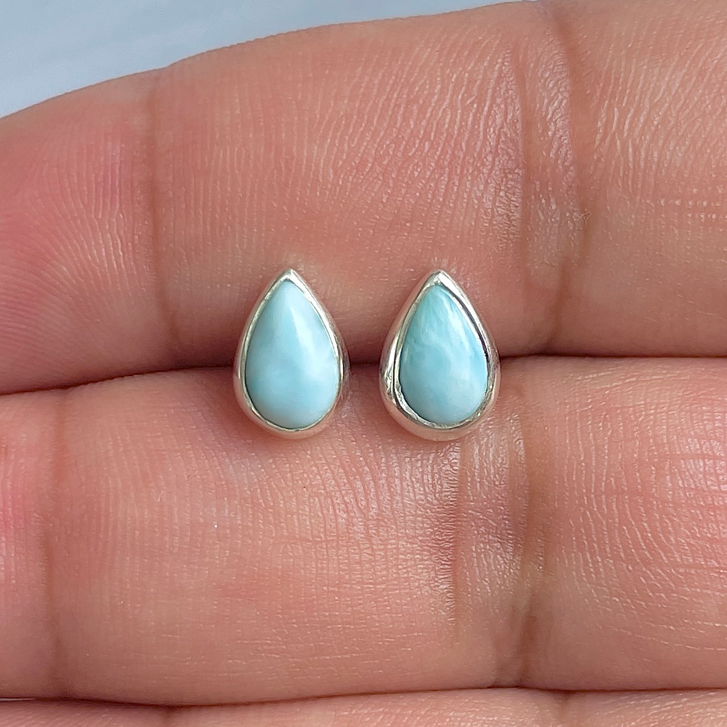 Larimar Stud Earring-(LAR-E-2546.)