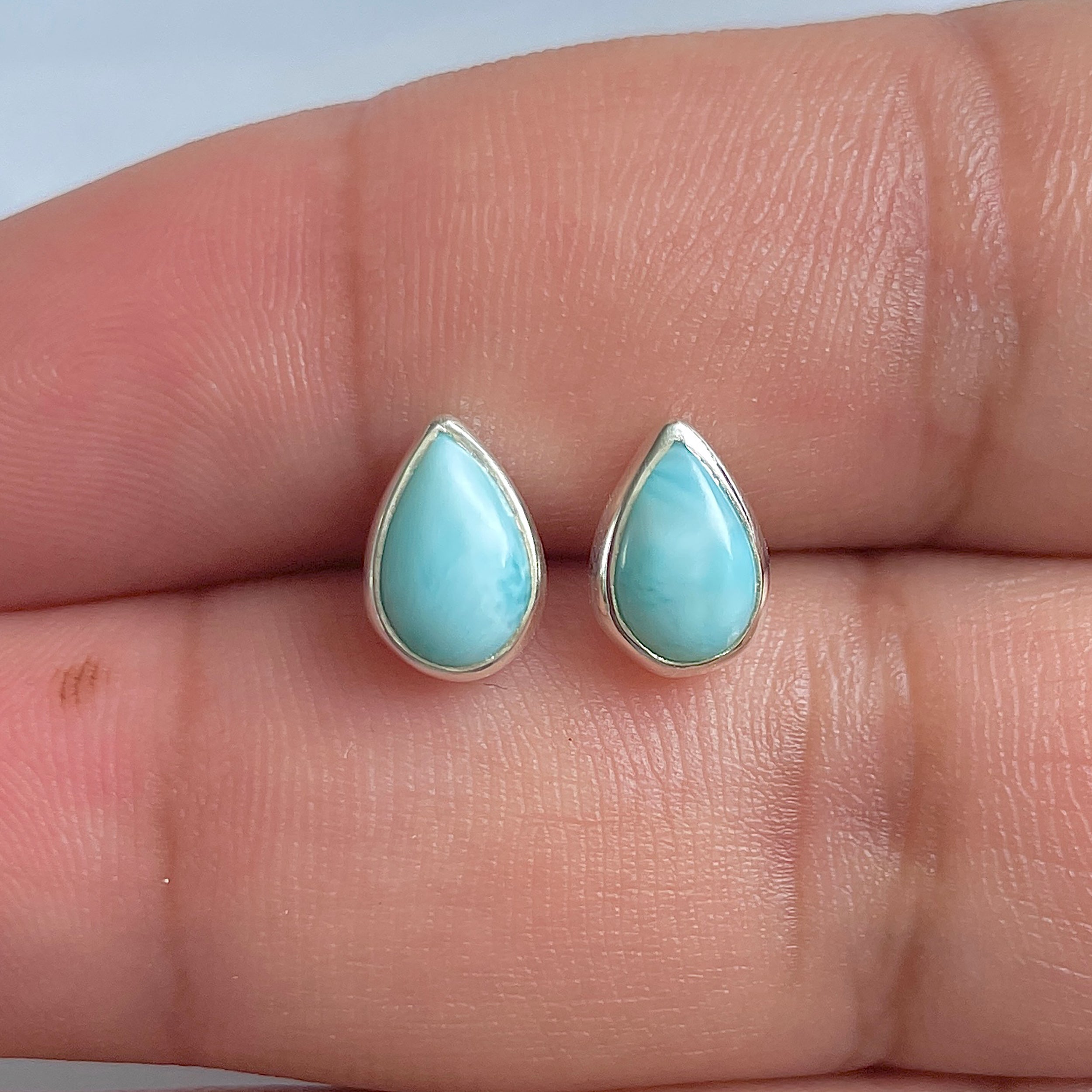 Larimar Stud Earring-(LAR-E-2548.)