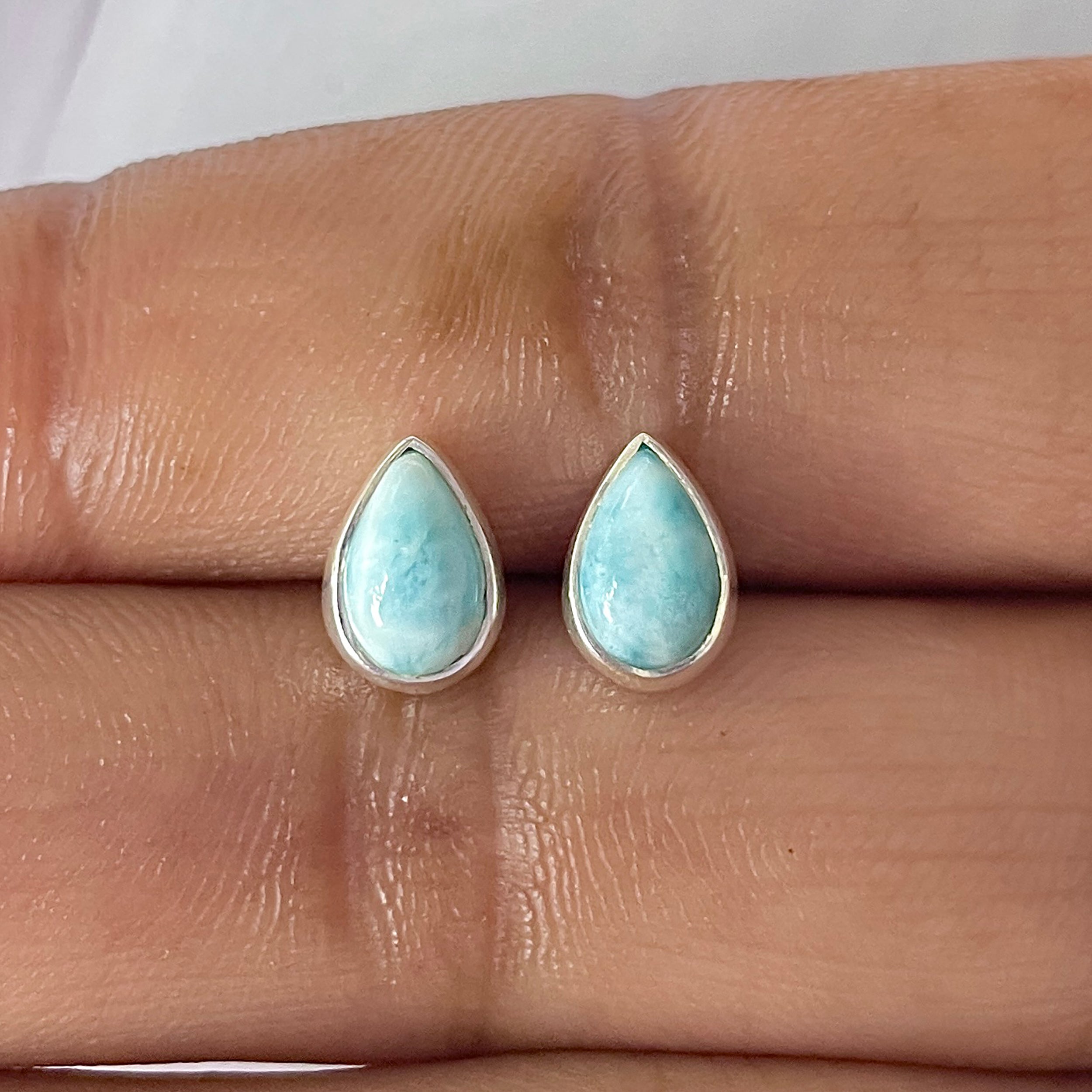 Larimar Stud Earring-(LAR-E-2557.)