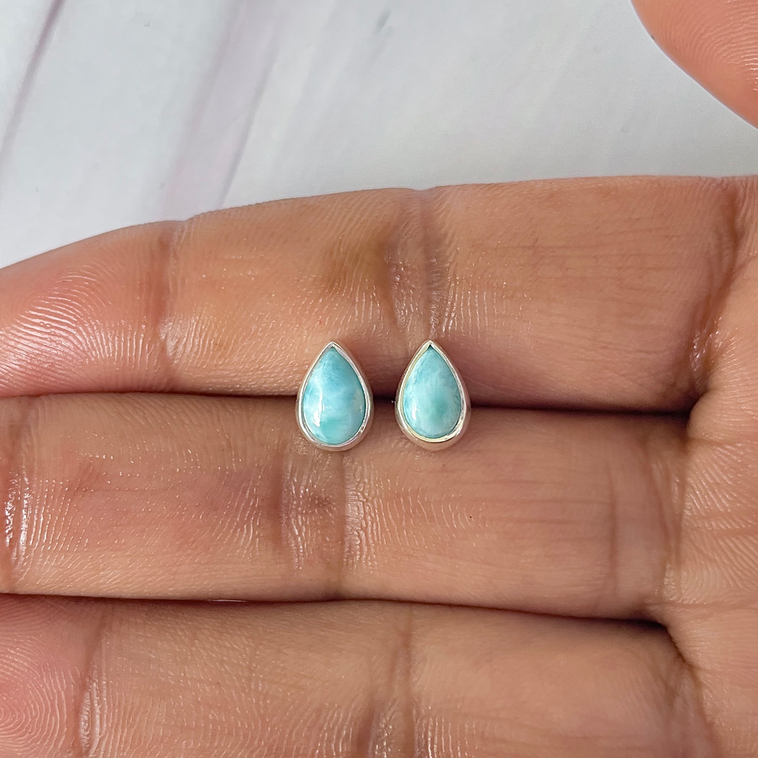 Larimar Stud Earring-(LAR-E-2558.)