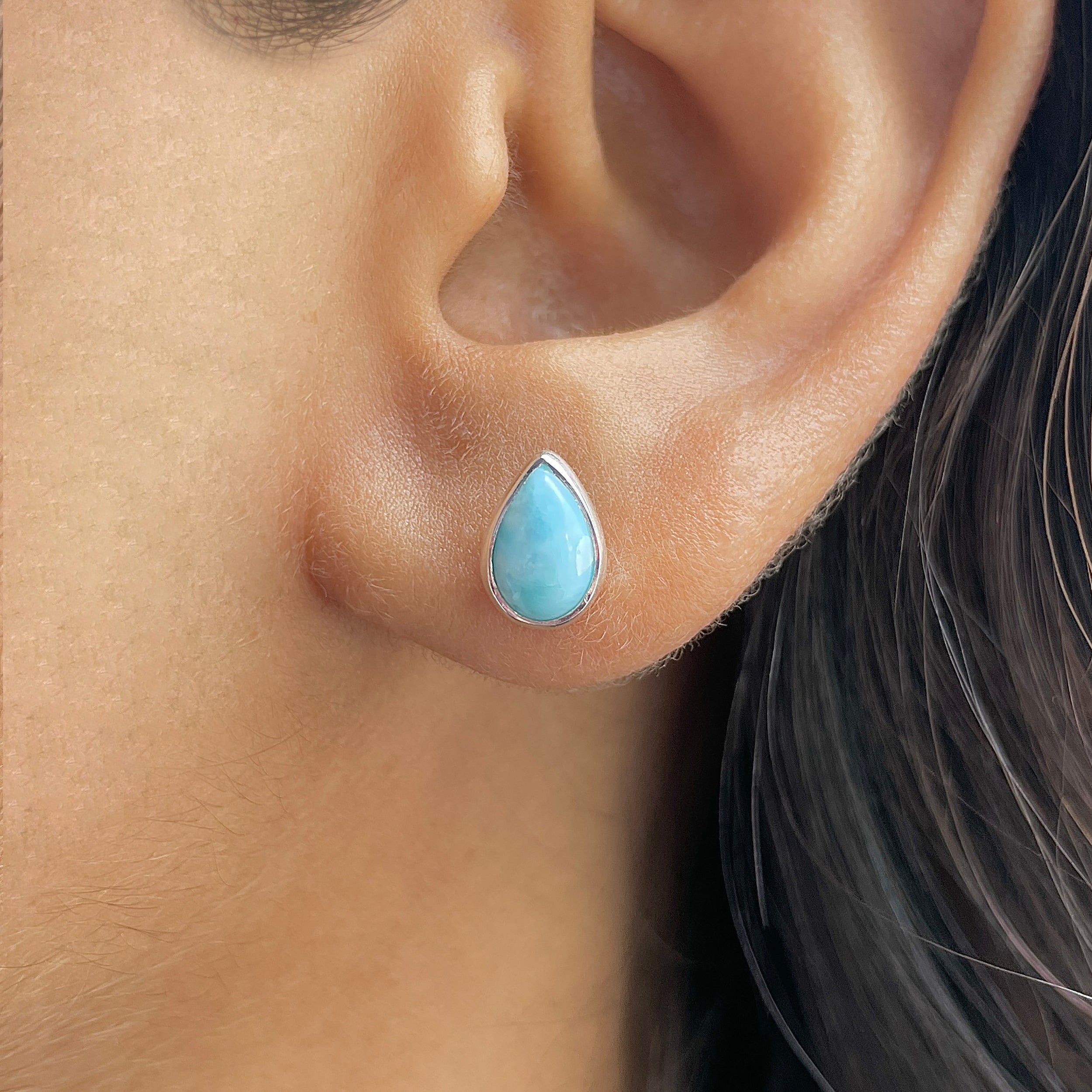 Larimar Stud Earring-(LAR-E-2558.)