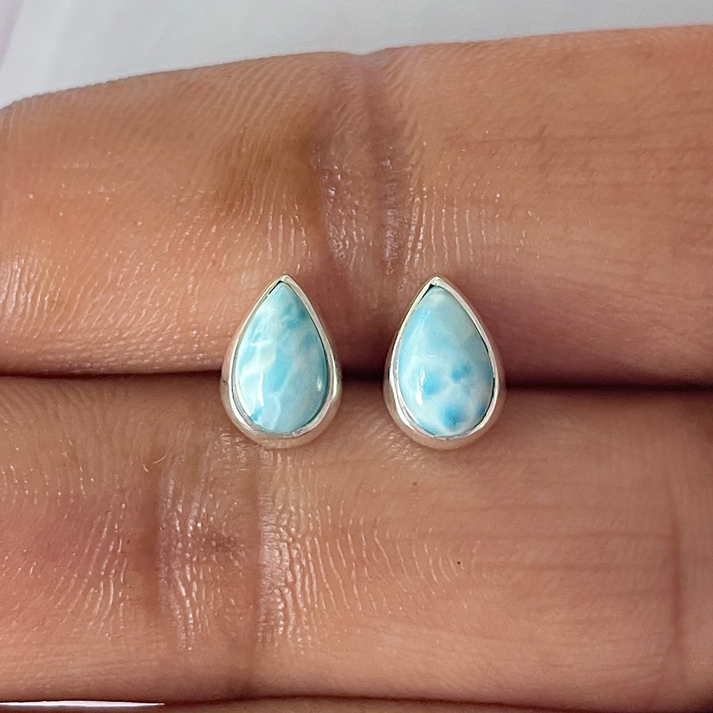 Larimar Stud Earring-(LAR-E-2559.)