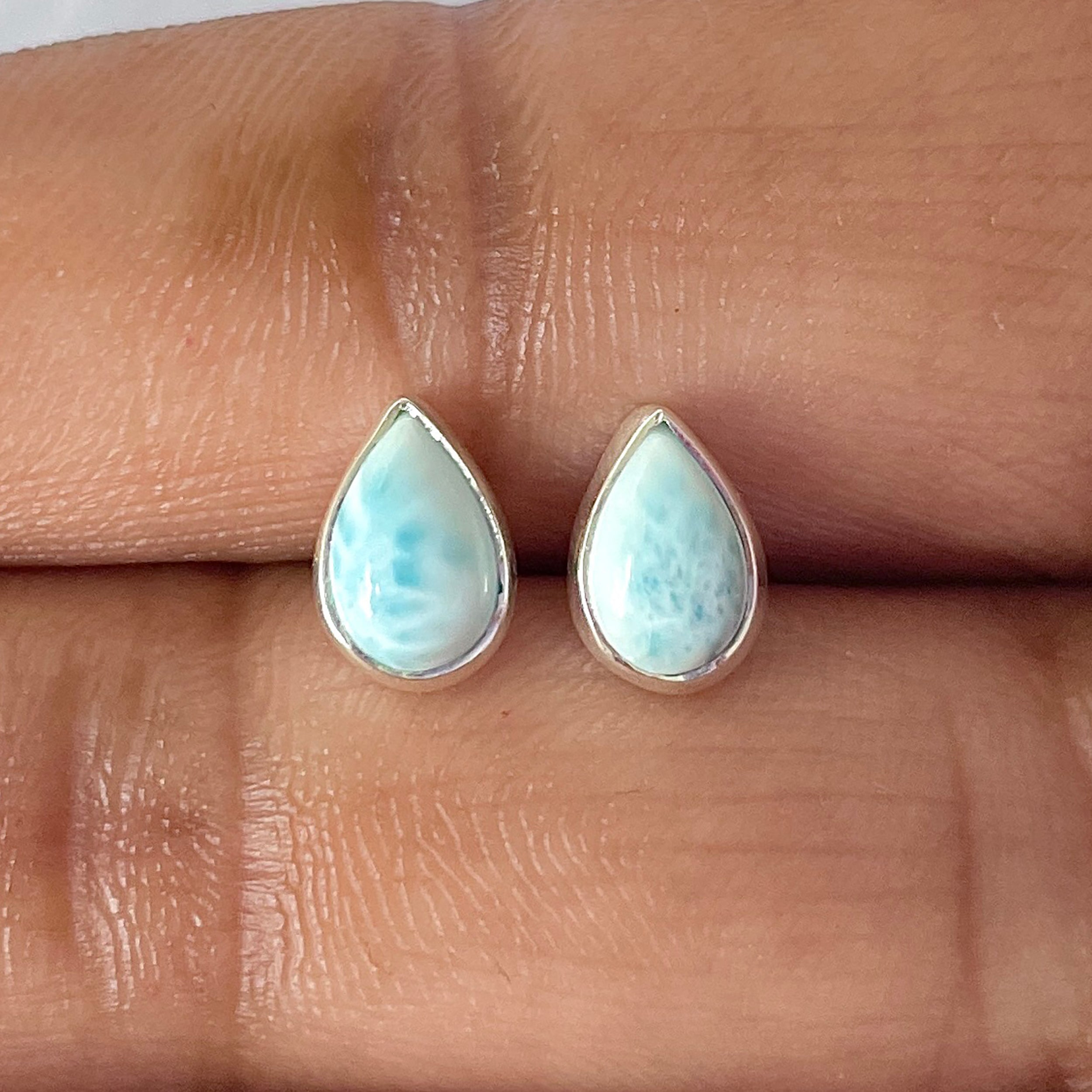 Larimar Stud Earring-(LAR-E-2569.)