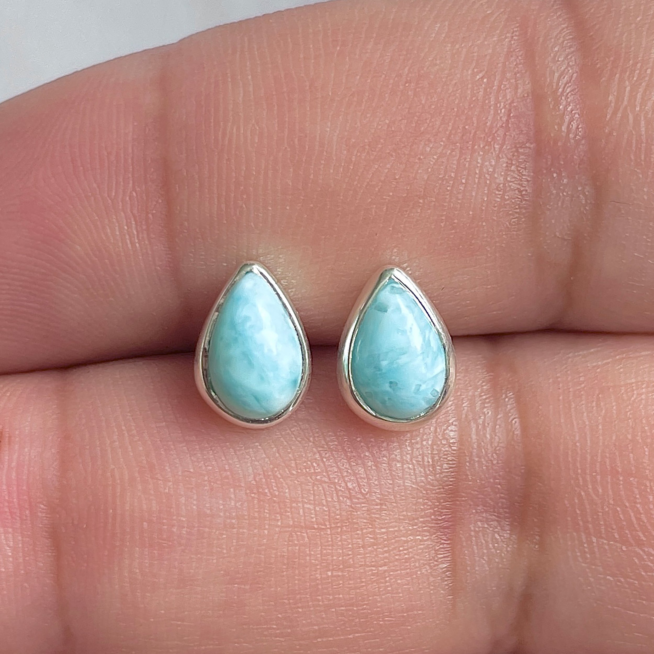 Larimar Stud Earring-(LAR-E-2571.)
