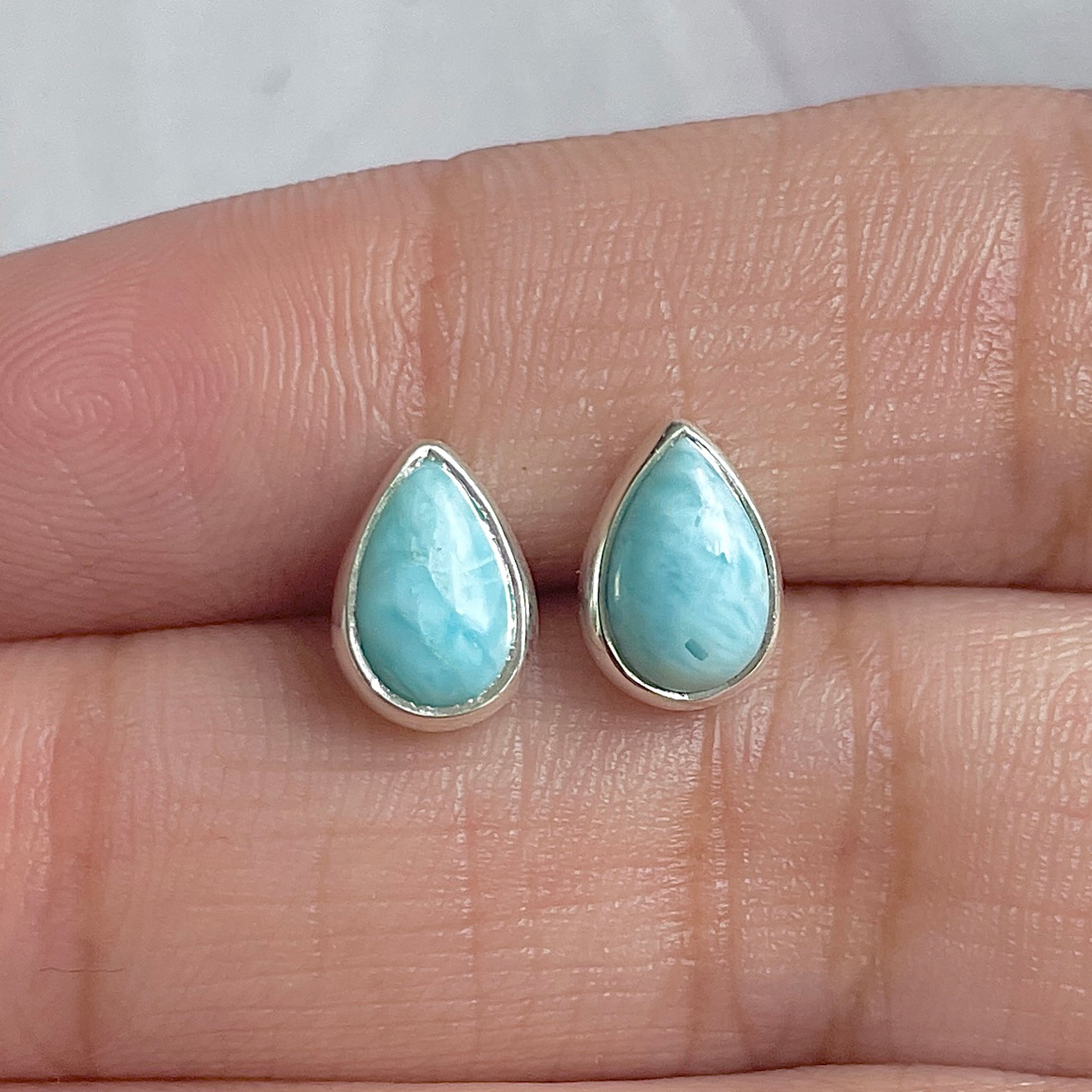 Larimar Stud Earring-(LAR-E-2576.)