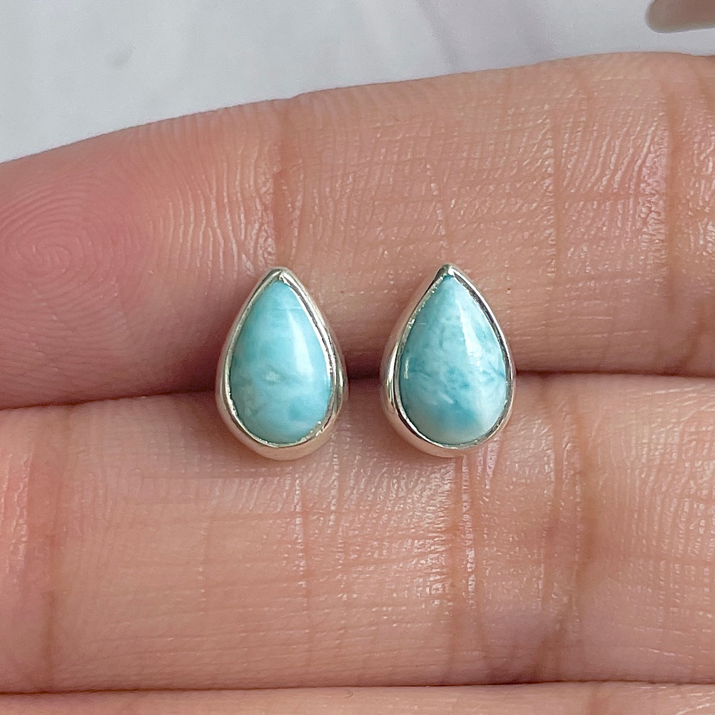 Larimar Stud Earring-(LAR-E-2577.)