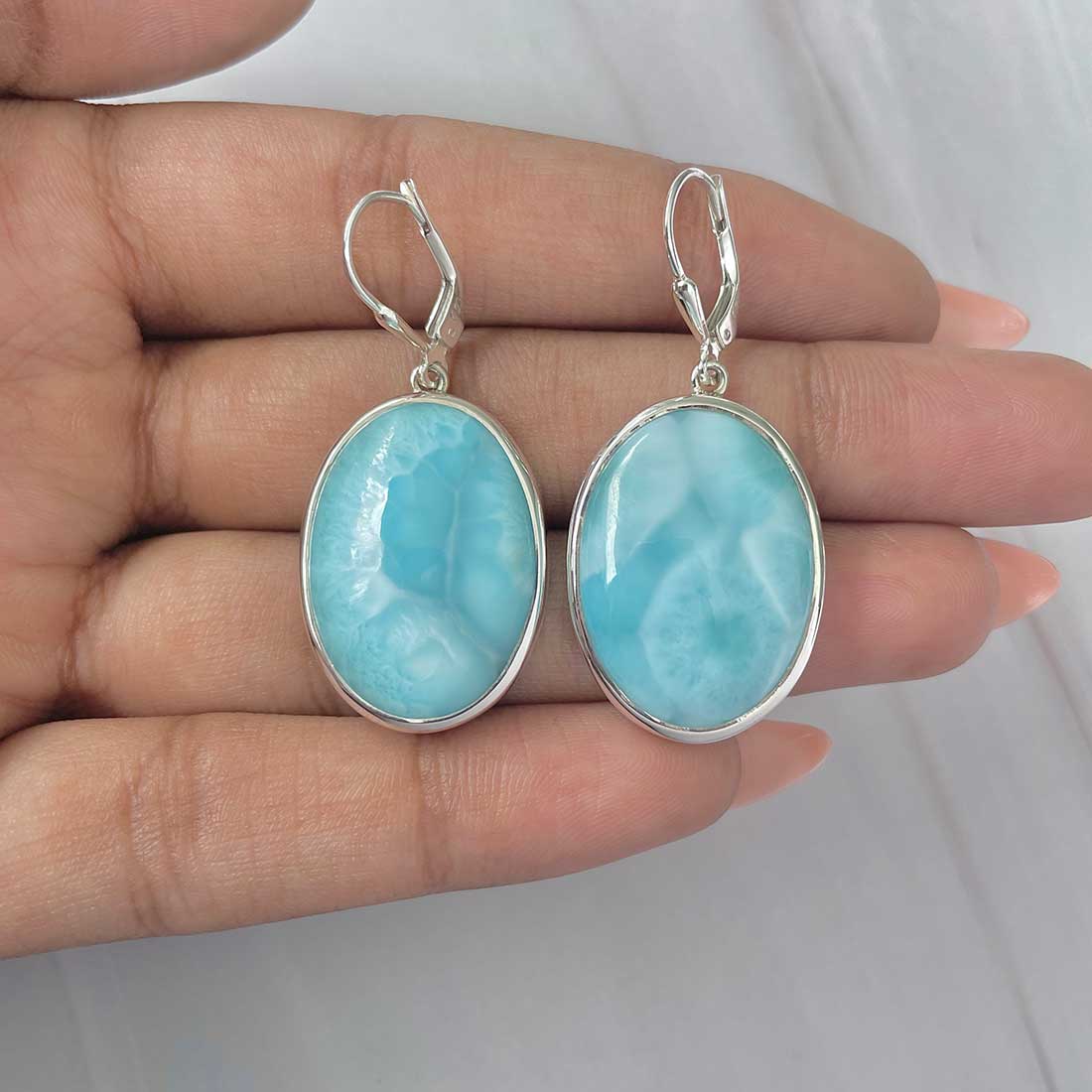 Larimar Earring-(LAR-E-258.)