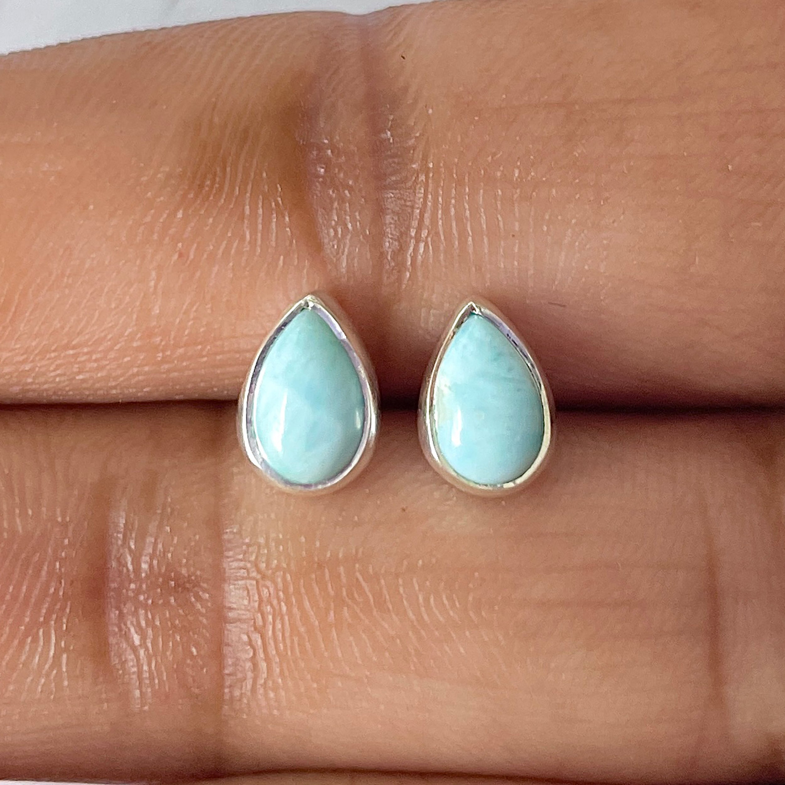 Larimar Stud Earring-(LAR-E-2582.)