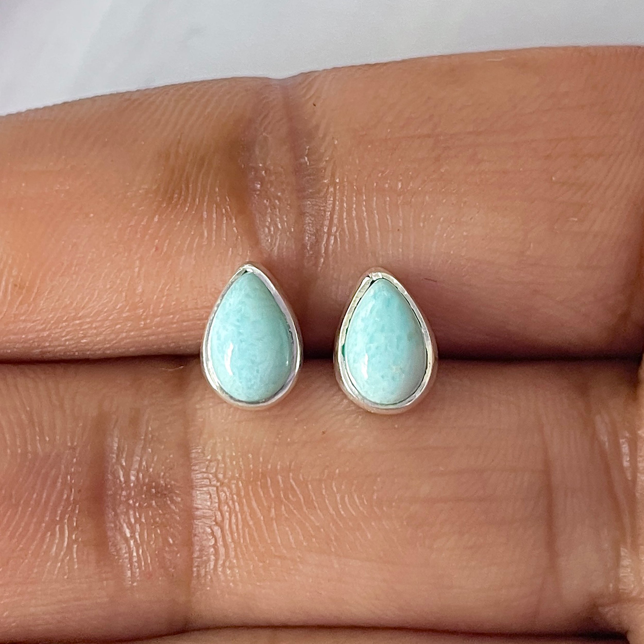 Larimar Stud Earring-(LAR-E-2583.)