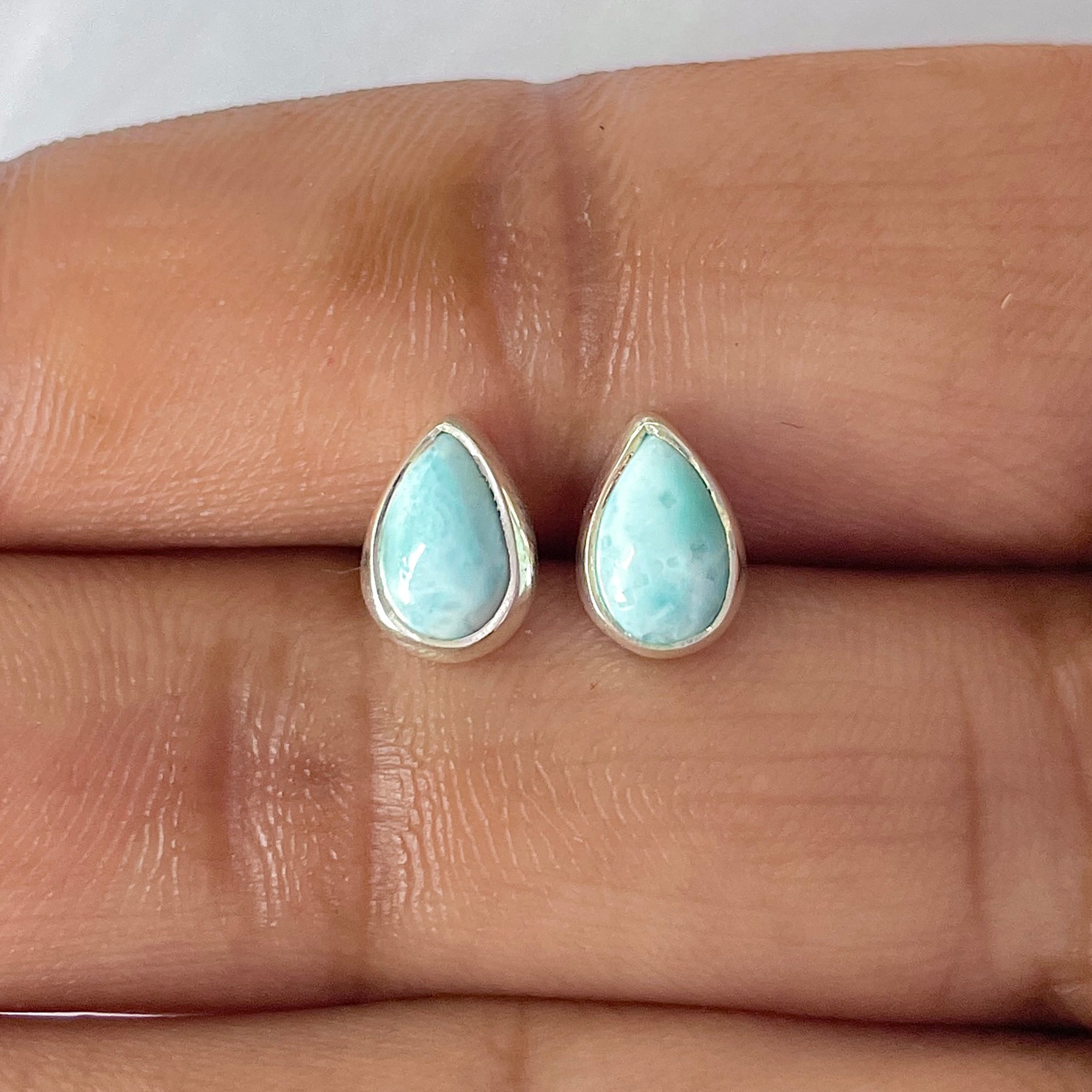 Larimar Stud Earring-(LAR-E-2584.)