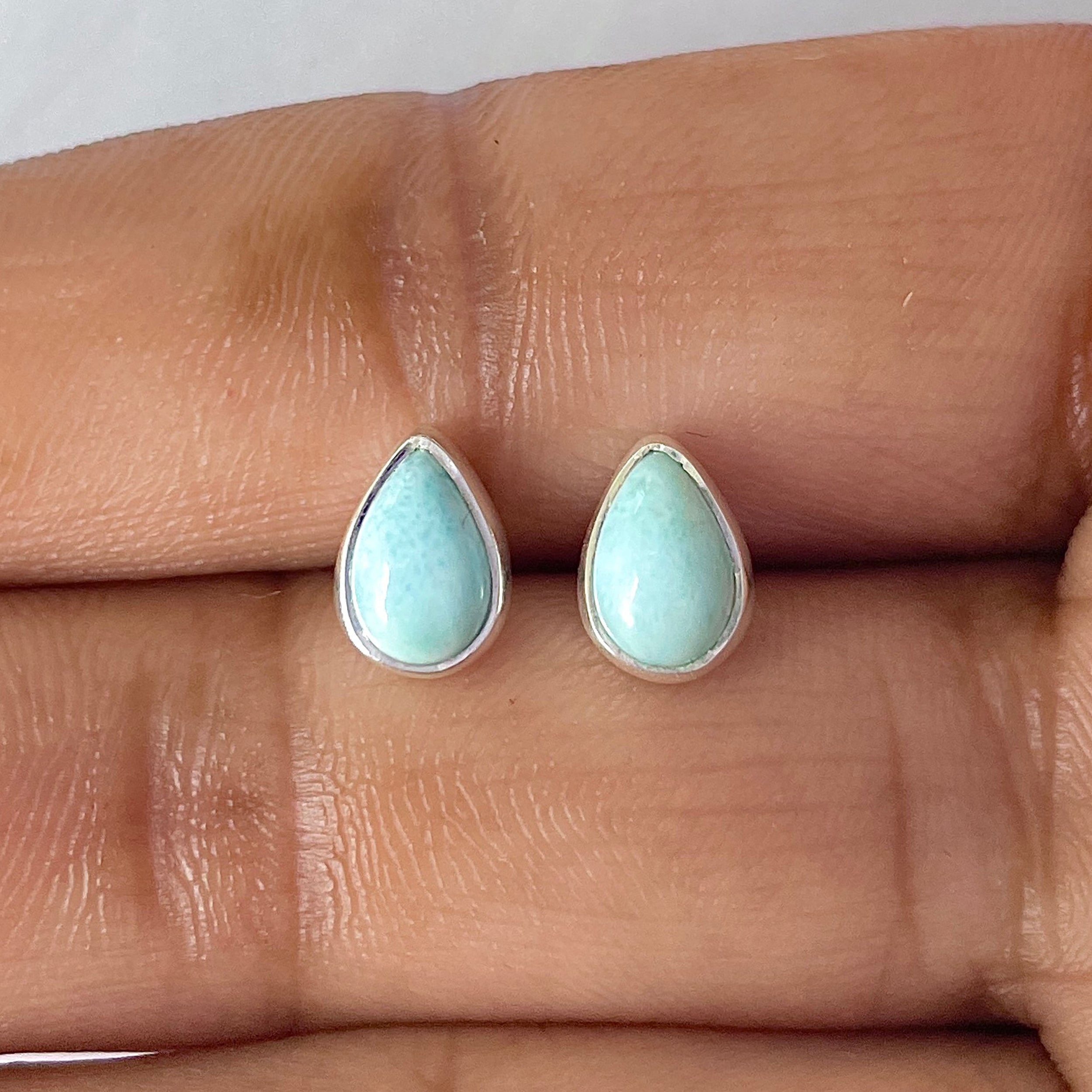 Larimar Stud Earring-(LAR-E-2585.)
