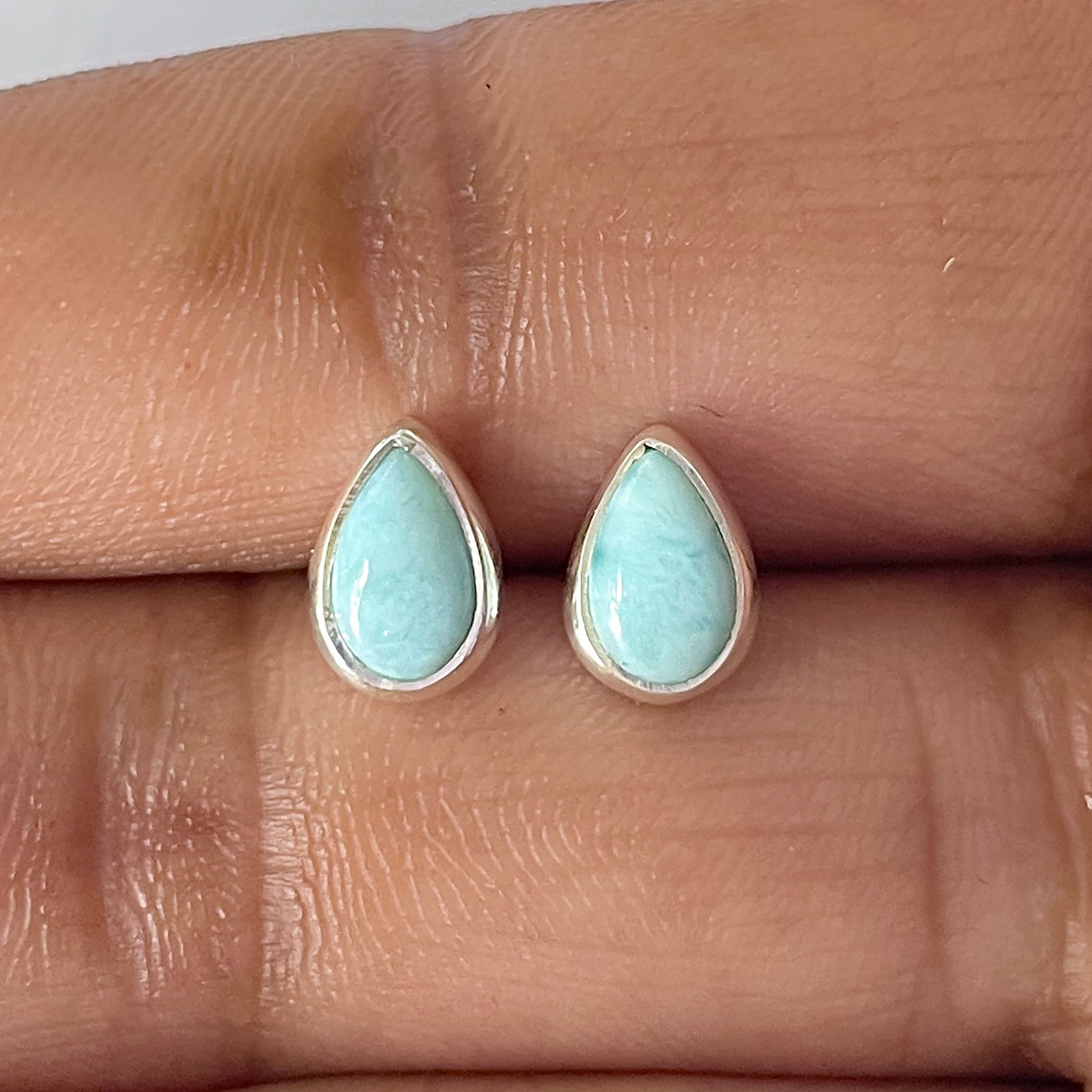 Larimar Stud Earring-(LAR-E-2589.)