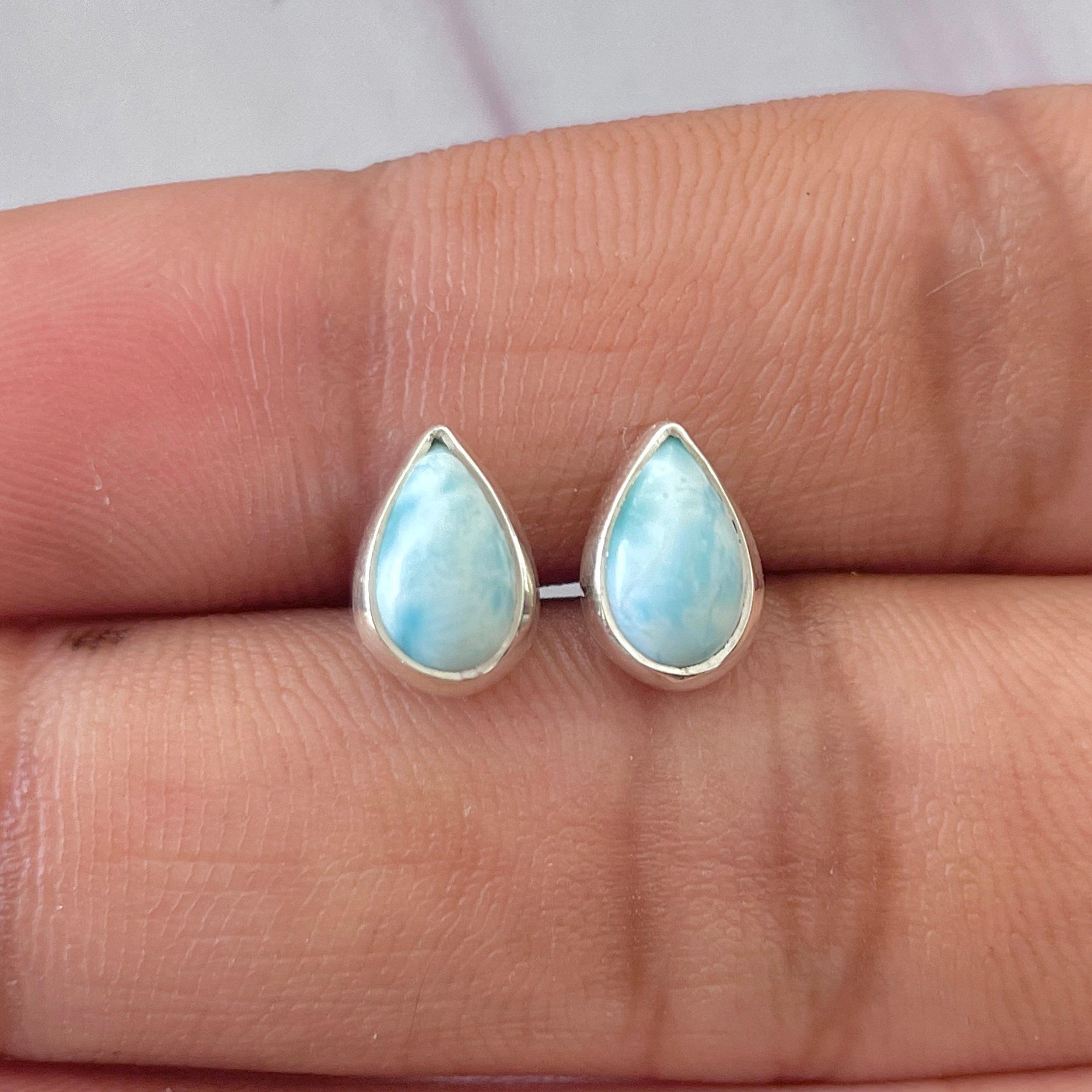 Larimar Stud Earring-(LAR-E-2591.)