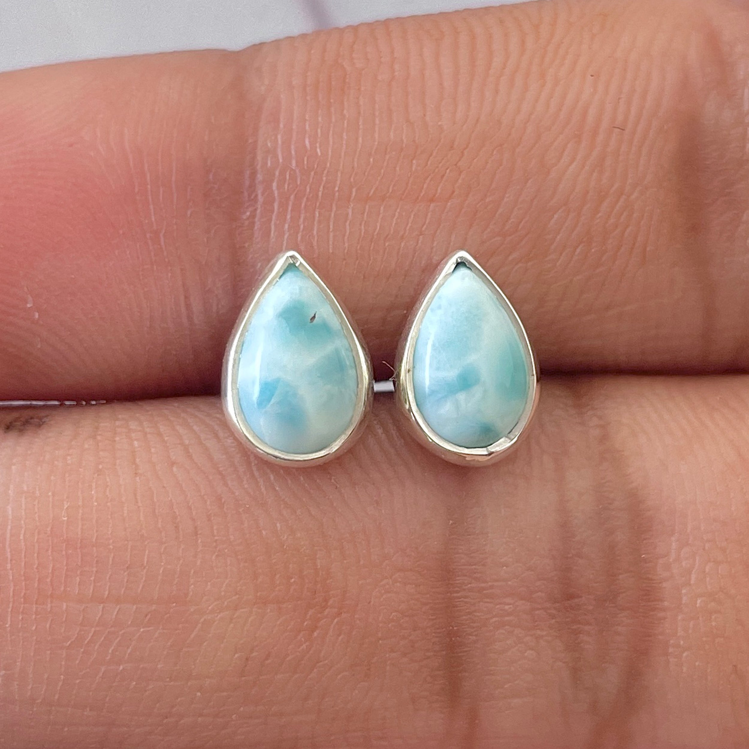 Larimar Stud Earring-(LAR-E-2593.)