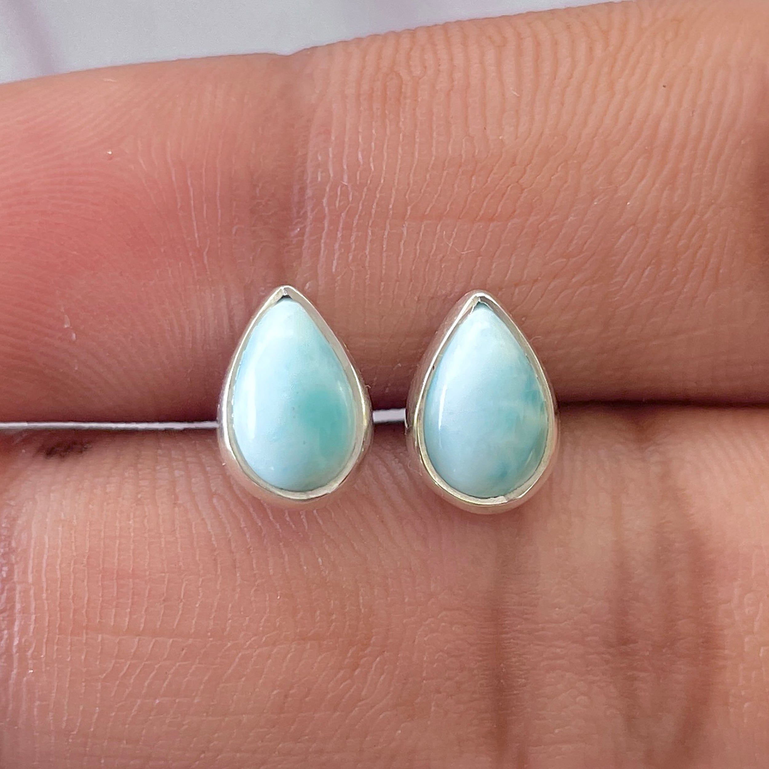 Larimar Stud Earring-(LAR-E-2599.)