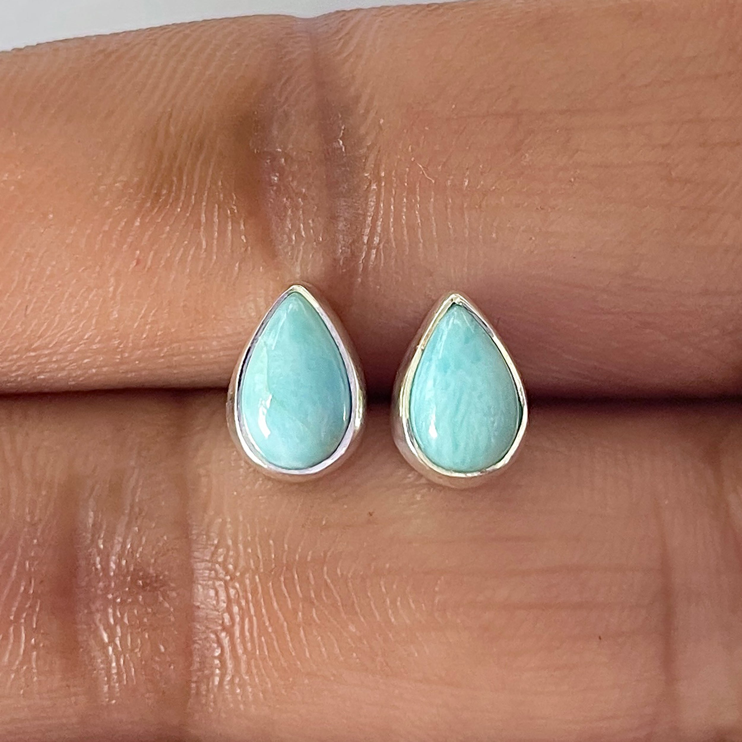 Larimar Stud Earring-(LAR-E-2600.)