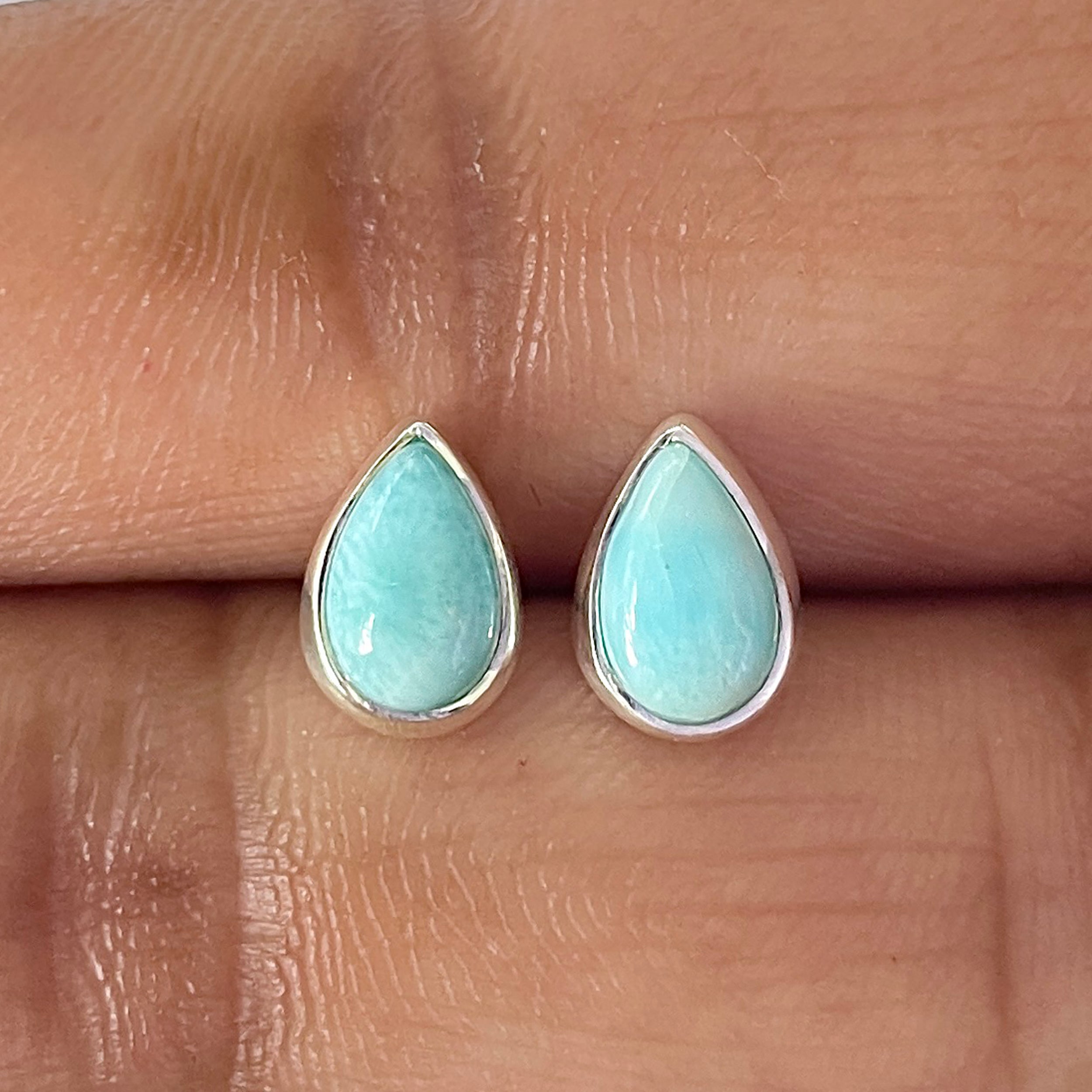 Larimar Stud Earring-(LAR-E-2607.)