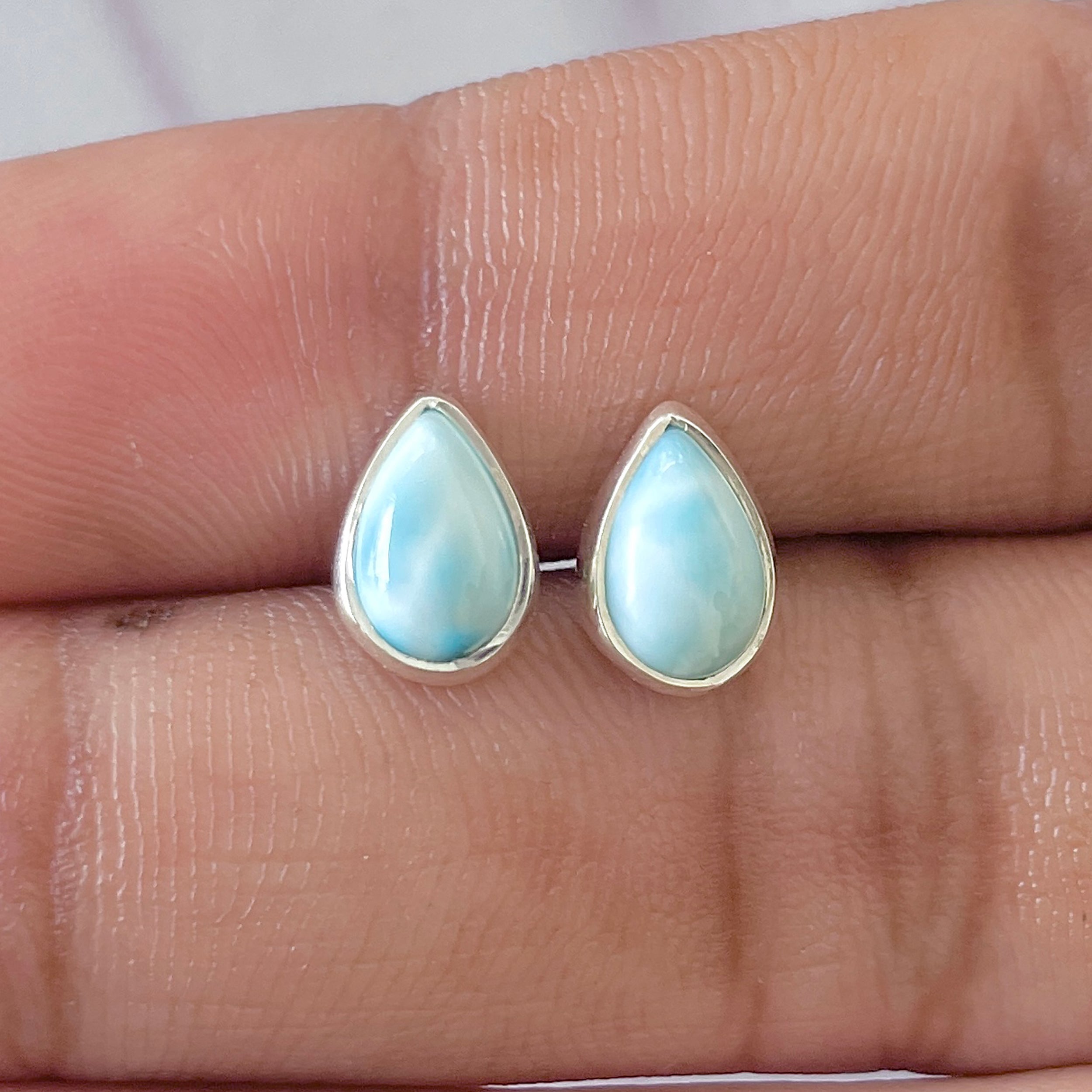 Larimar Stud Earring-(LAR-E-2617.)