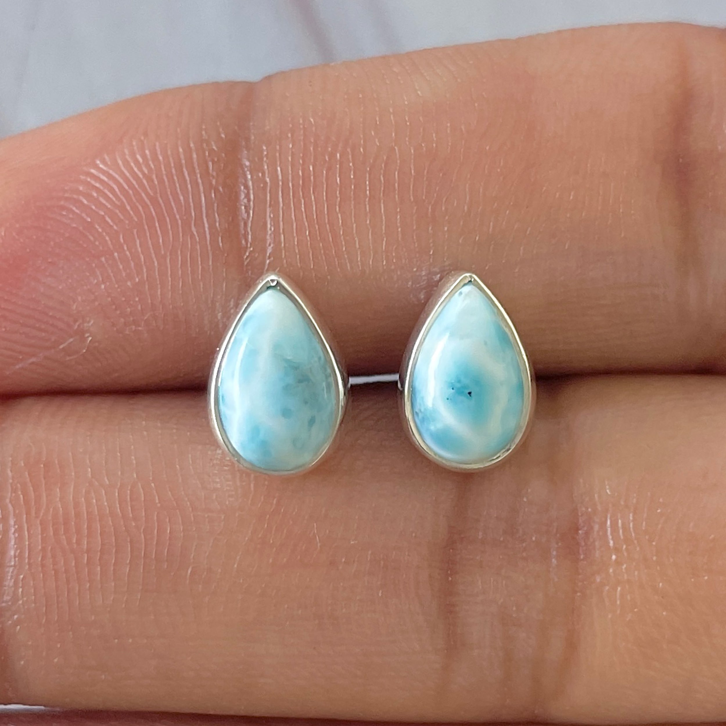 Larimar Stud Earring-(LAR-E-2631.)