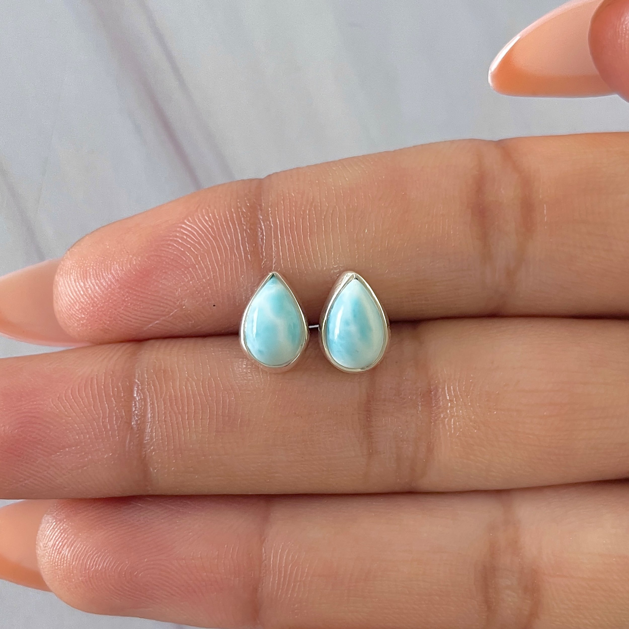 Larimar Stud Earring-(LAR-E-2637.)