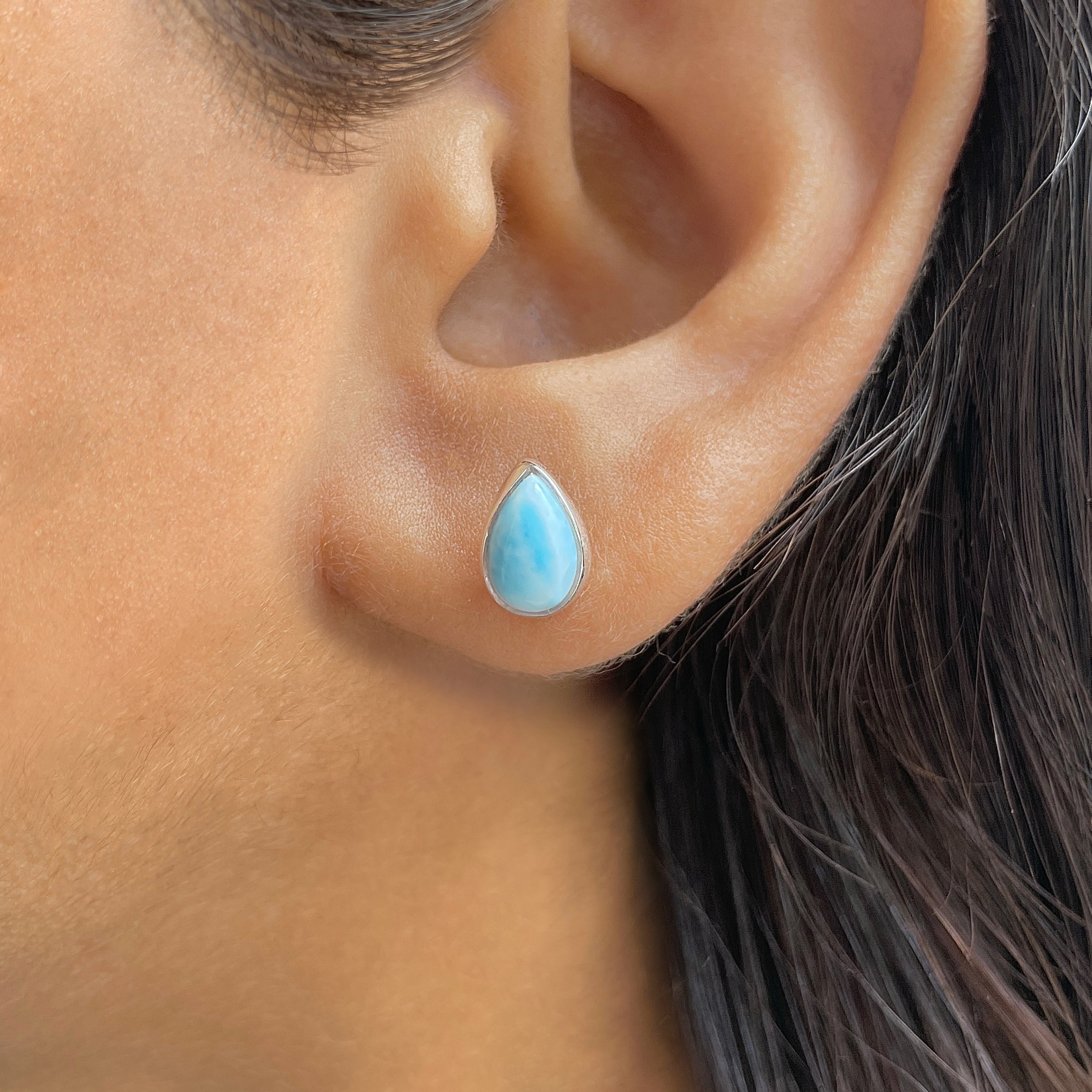 Larimar Stud Earring-(LAR-E-2637.)