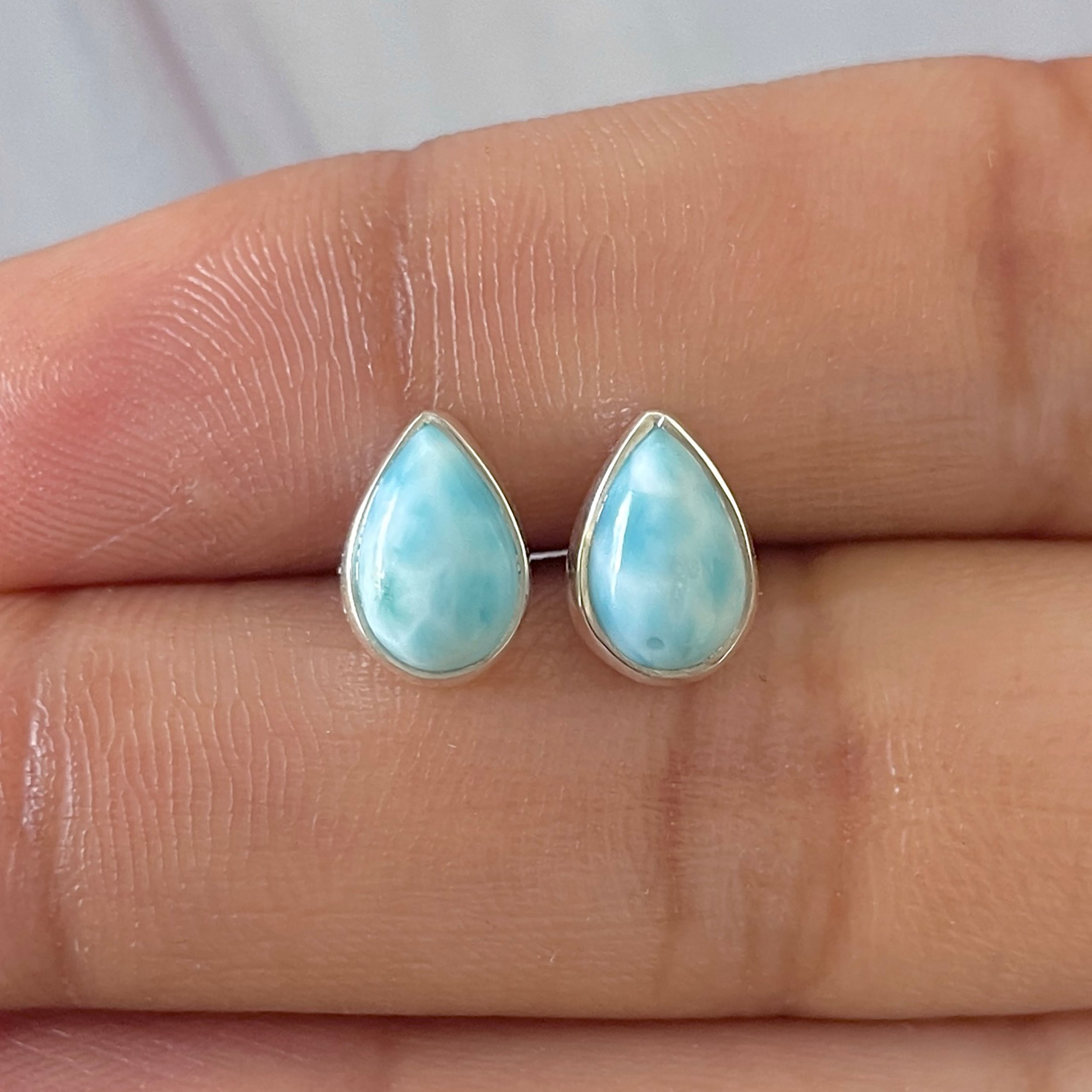 Larimar Stud Earring-(LAR-E-2639.)