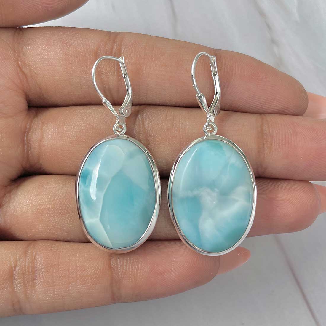 Larimar Earring-(LAR-E-264.)