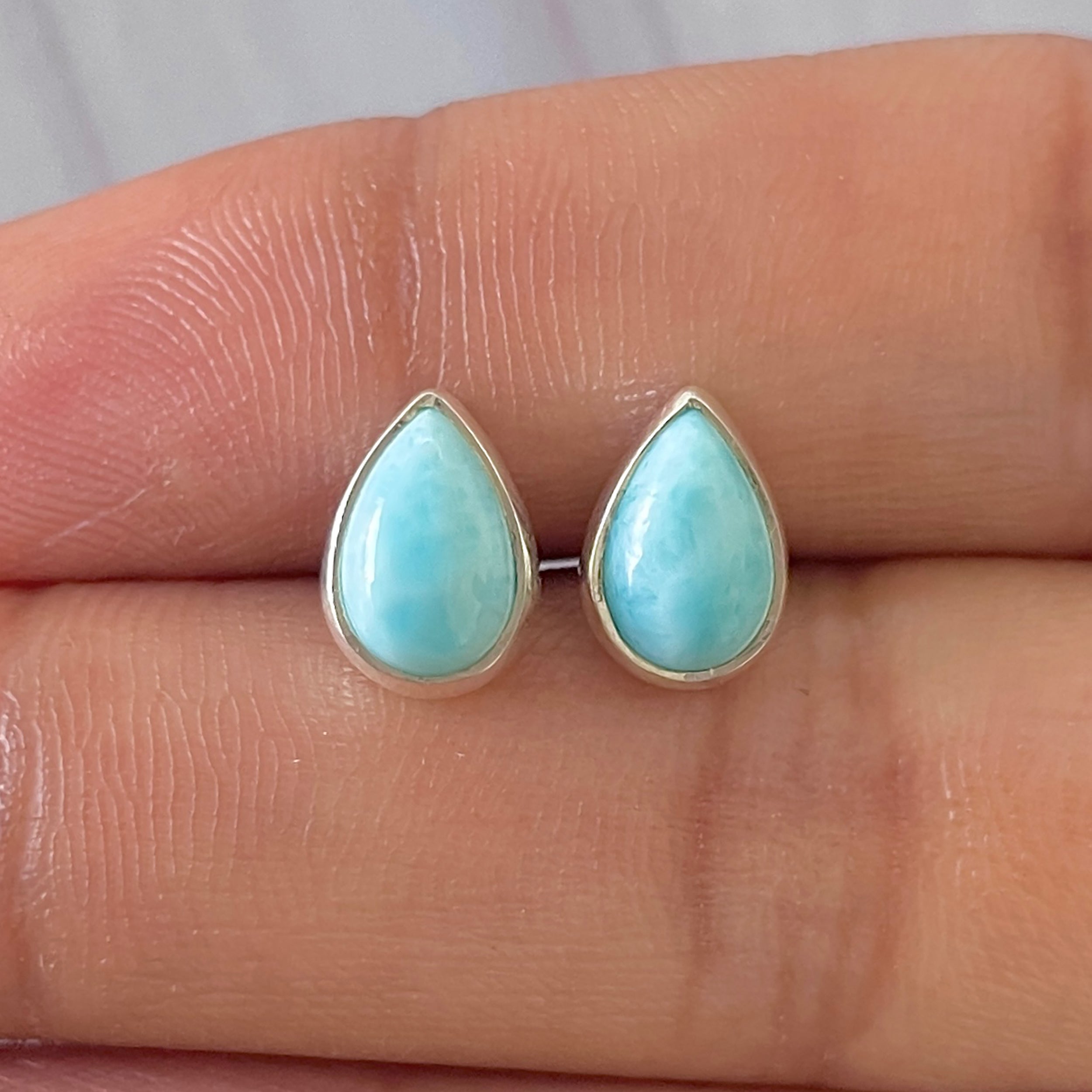 Larimar Stud Earring-(LAR-E-2640.)