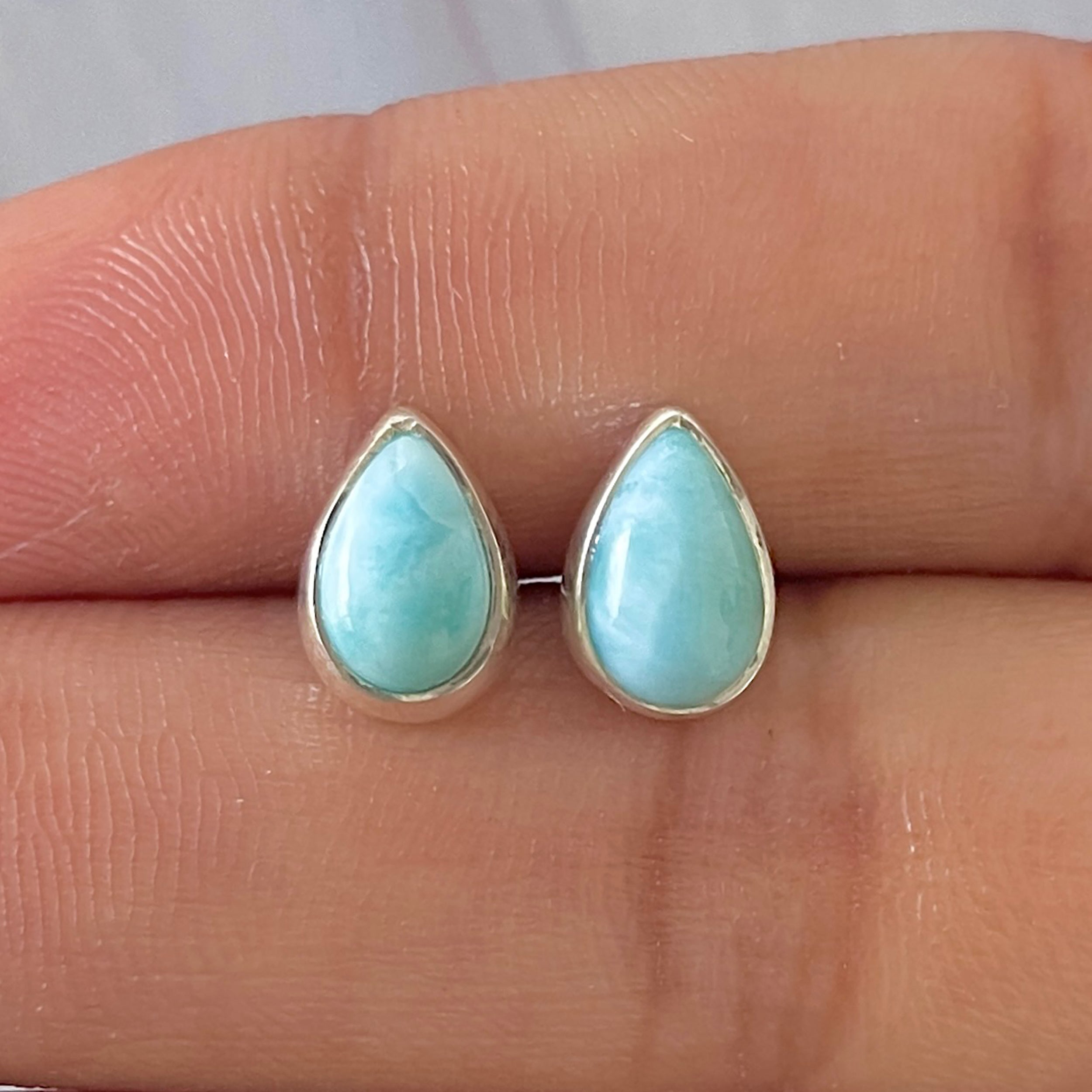 Larimar Stud Earring-(LAR-E-2641.)