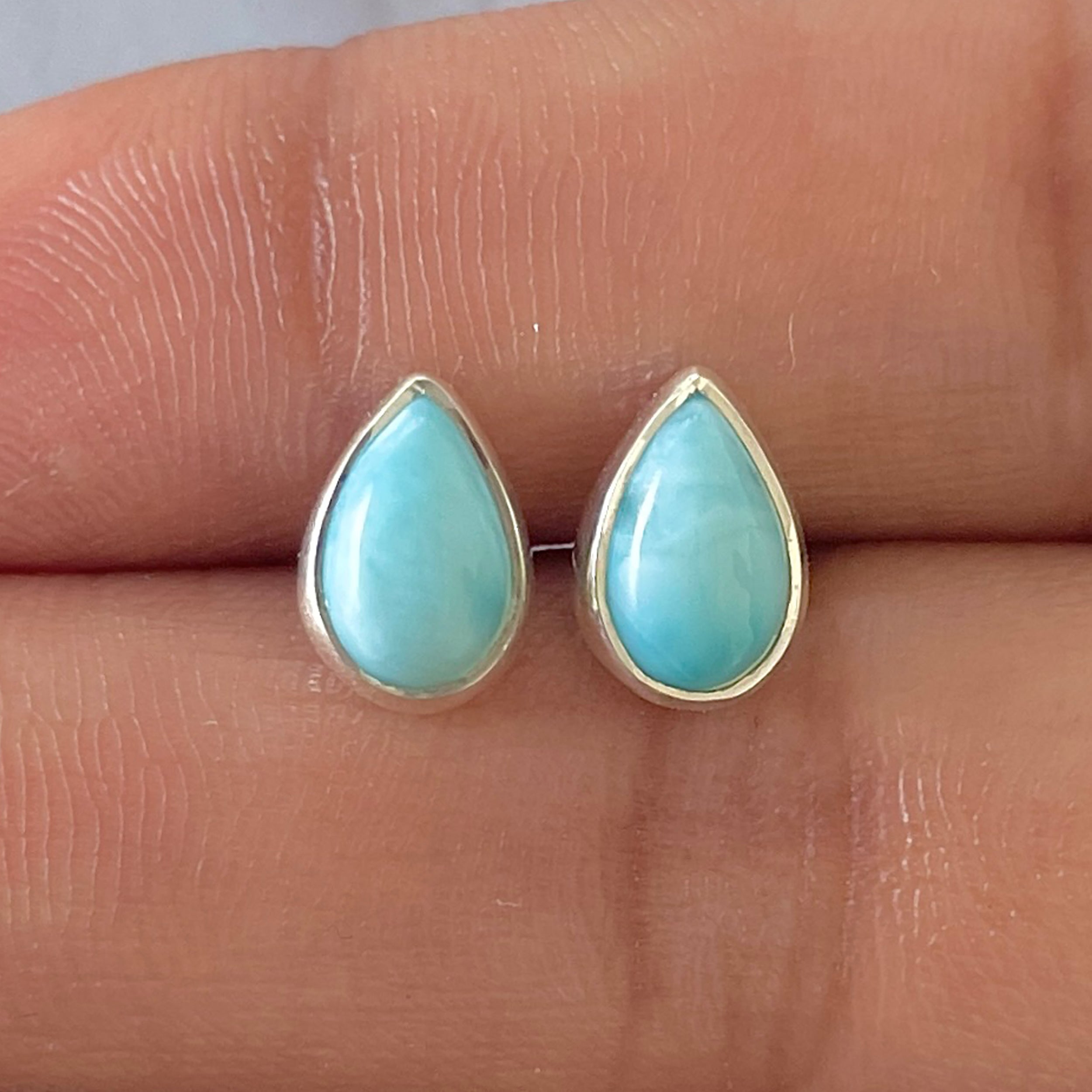 Larimar Stud Earring-(LAR-E-2645.)