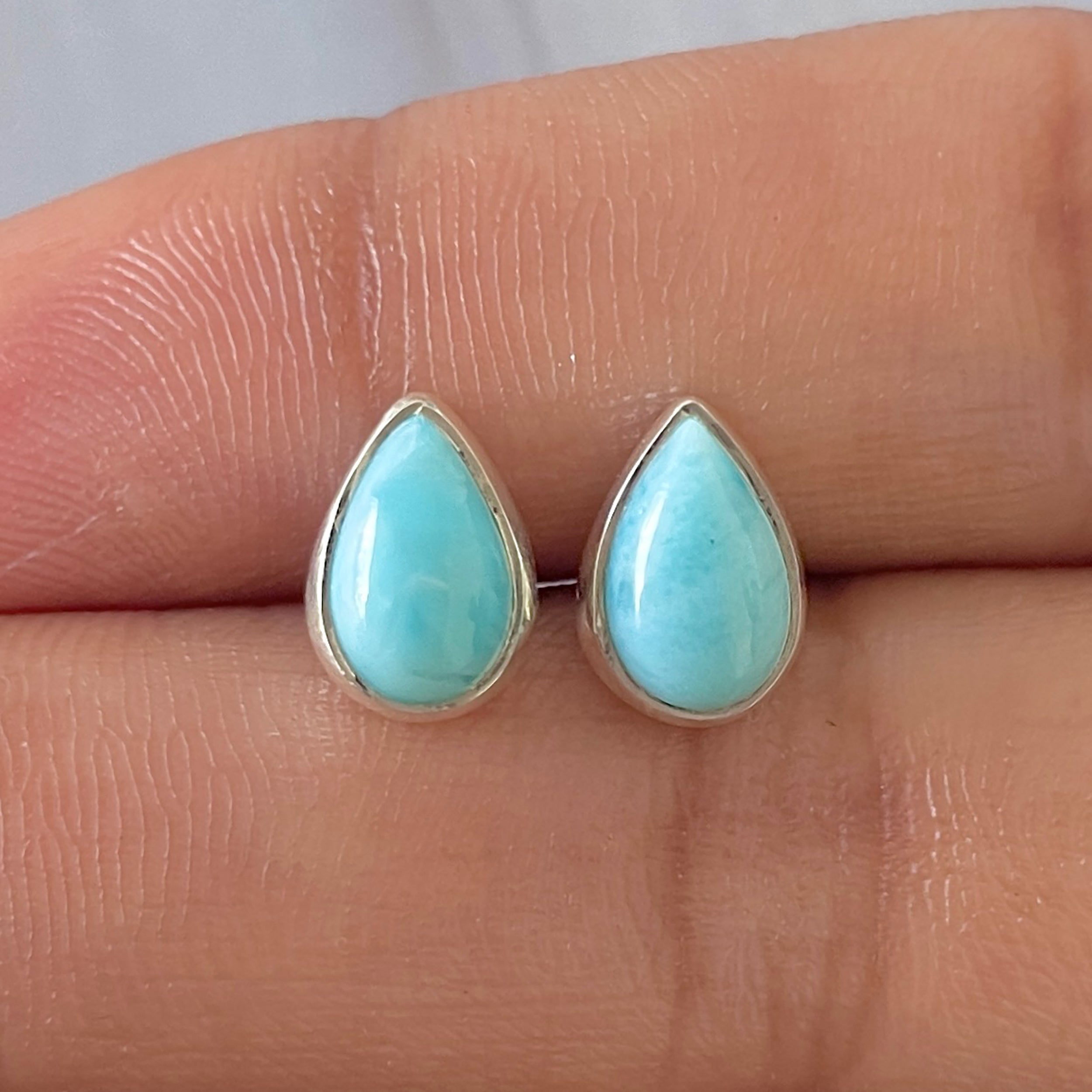 Larimar Stud Earring-(LAR-E-2646.)