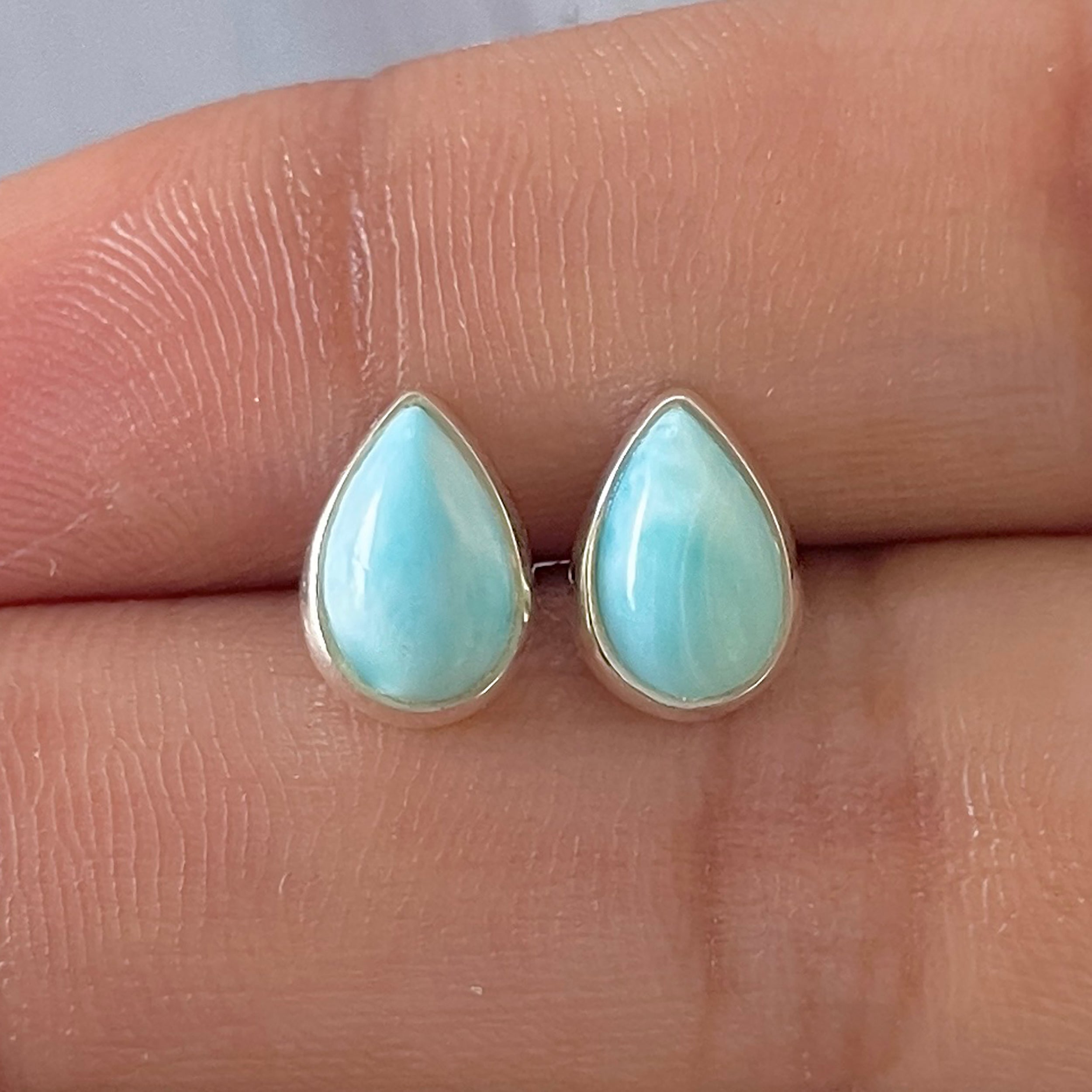 Larimar Stud Earring-(LAR-E-2653.)