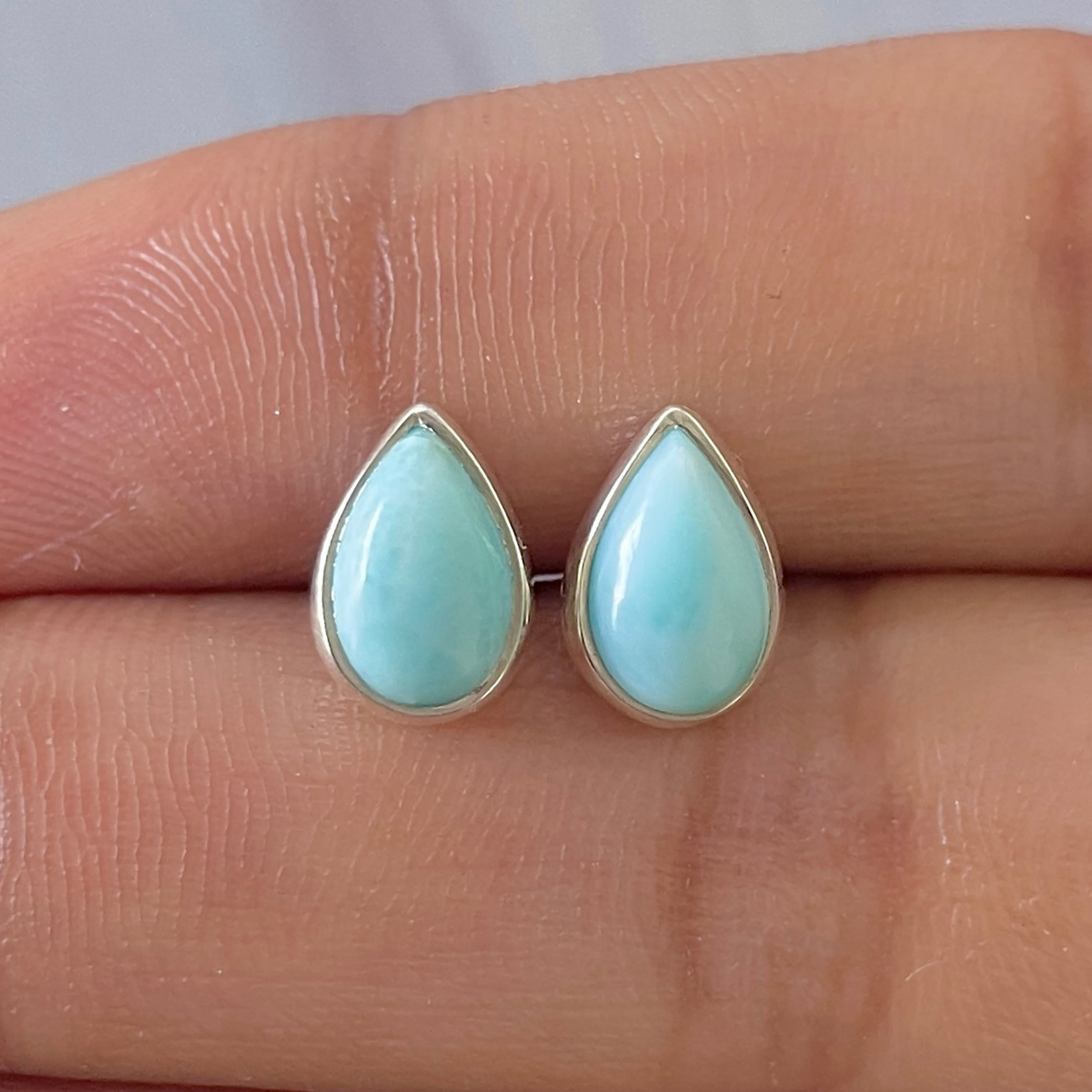 Larimar Stud Earring-(LAR-E-2654.)