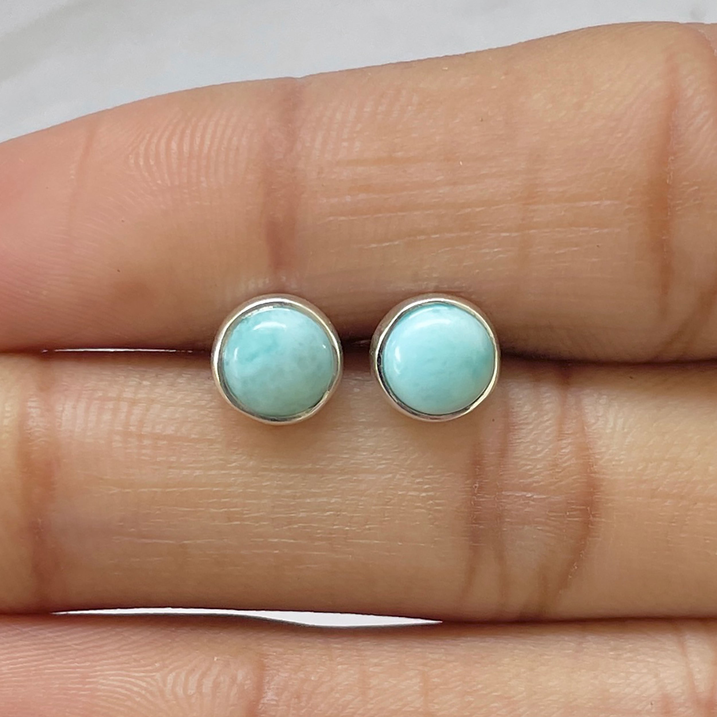 Larimar Stud Earring-(LAR-E-2665.)