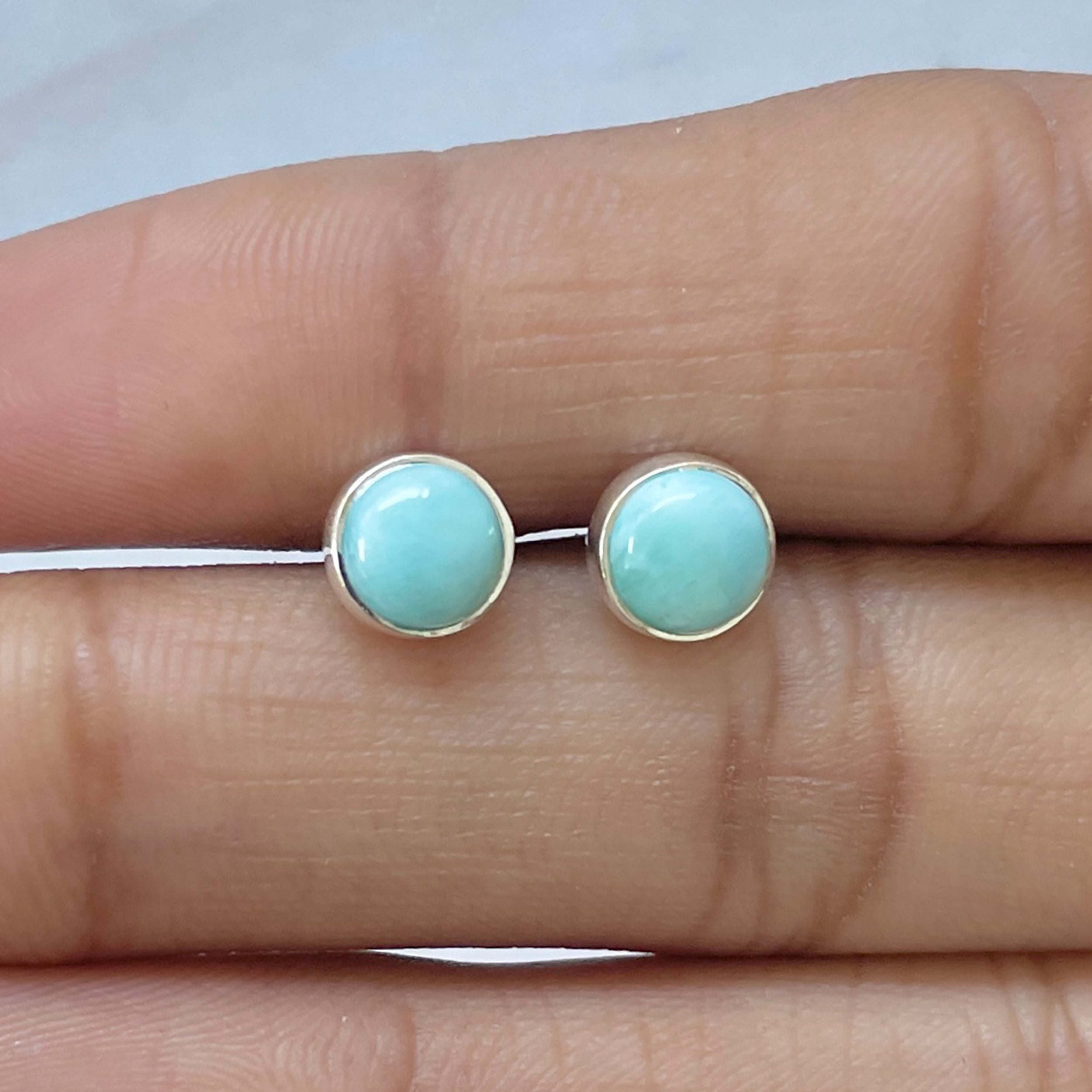 Larimar Stud Earring-(LAR-E-2669.)