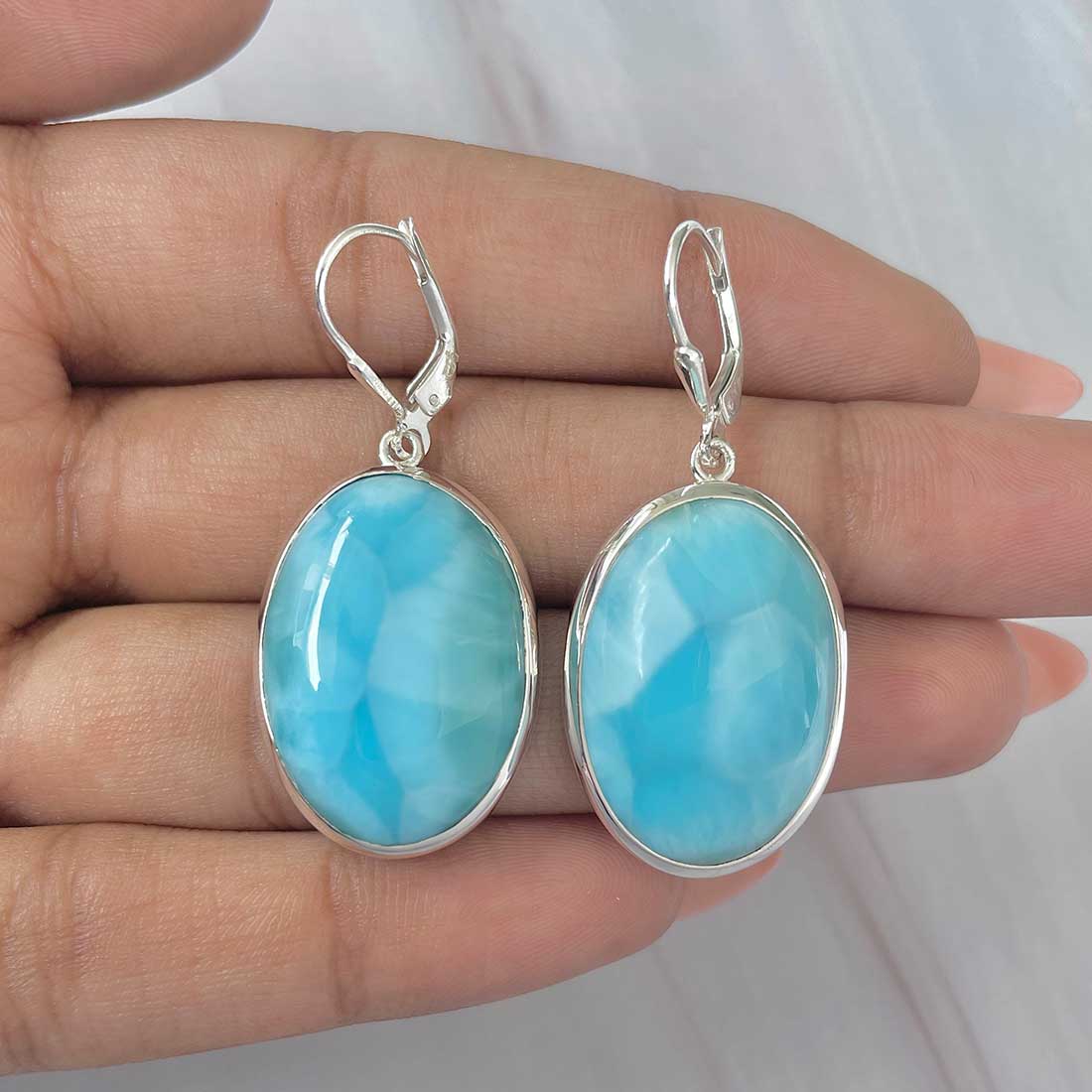 Larimar Earring-(LAR-E-267.)