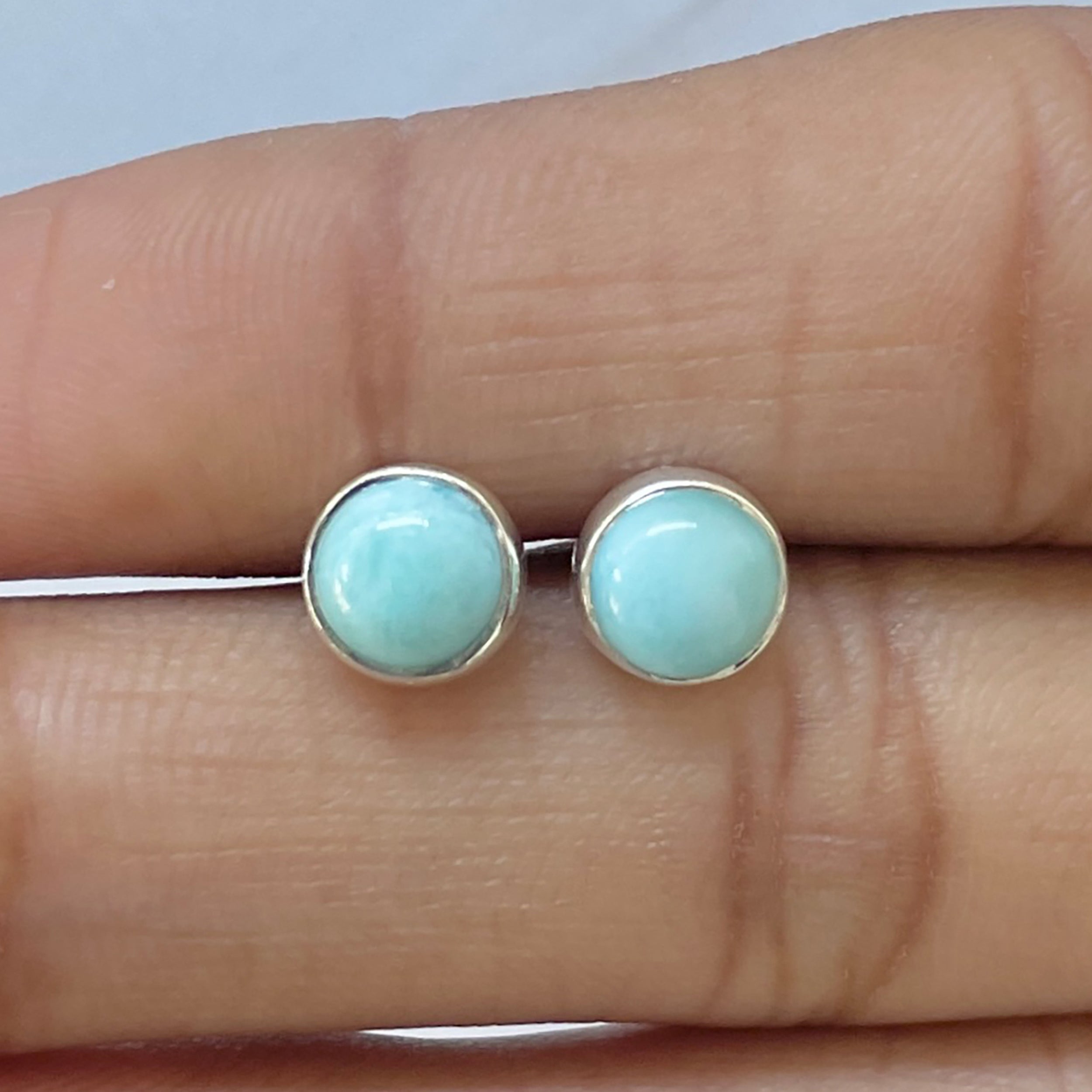 Larimar Stud Earring-(LAR-E-2670.)