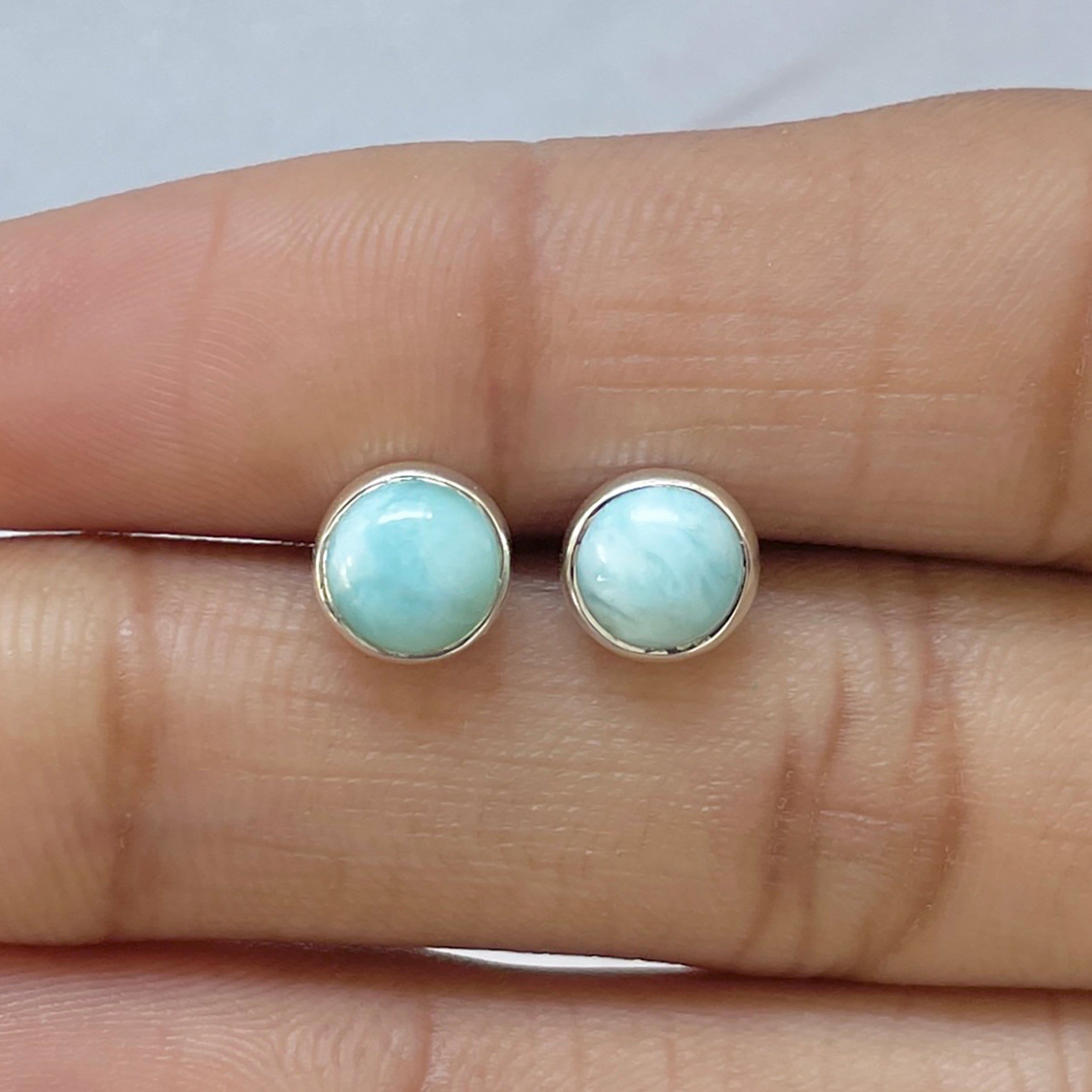 Larimar Stud Earring-(LAR-E-2675.)
