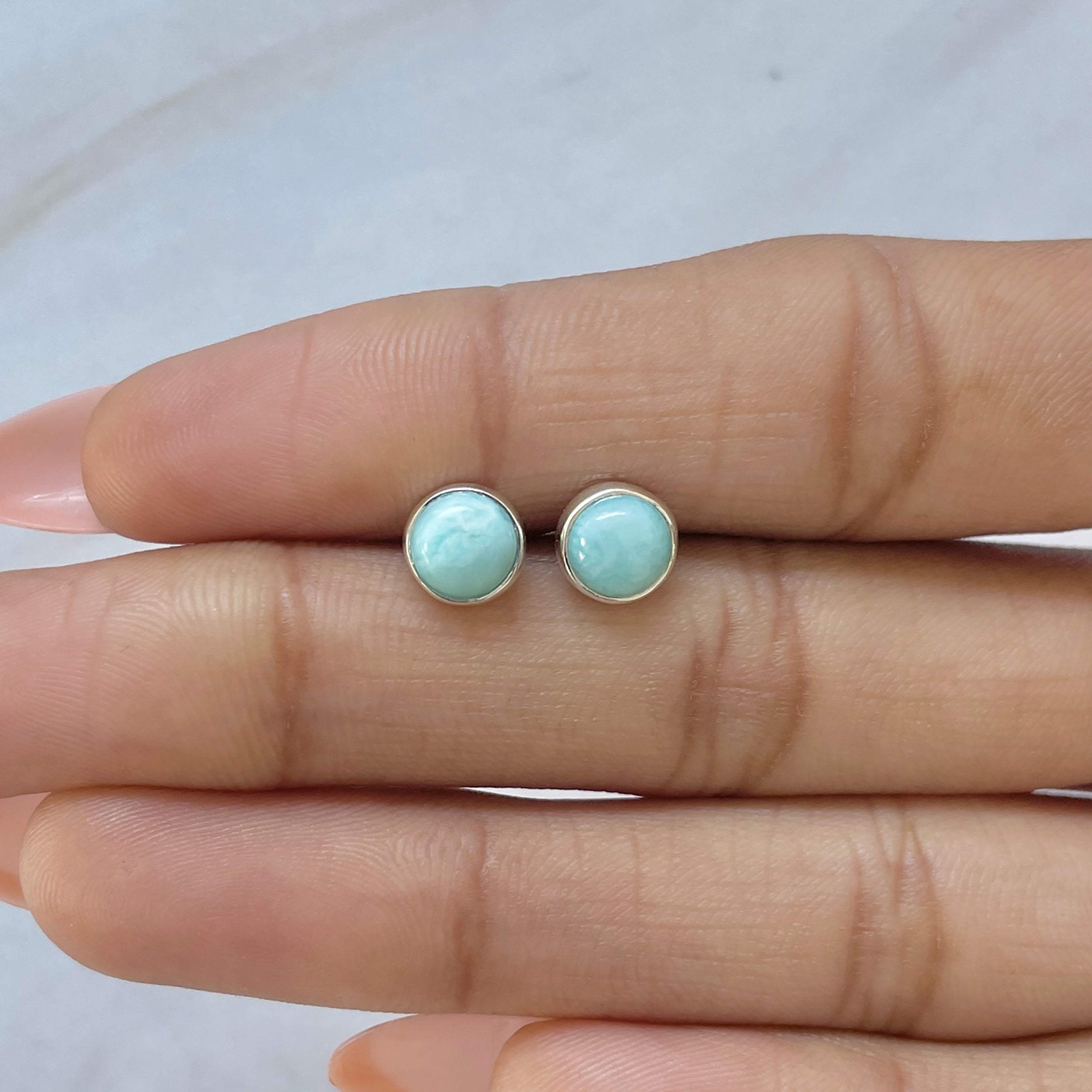 Larimar Stud Earring-(LAR-E-2677.)