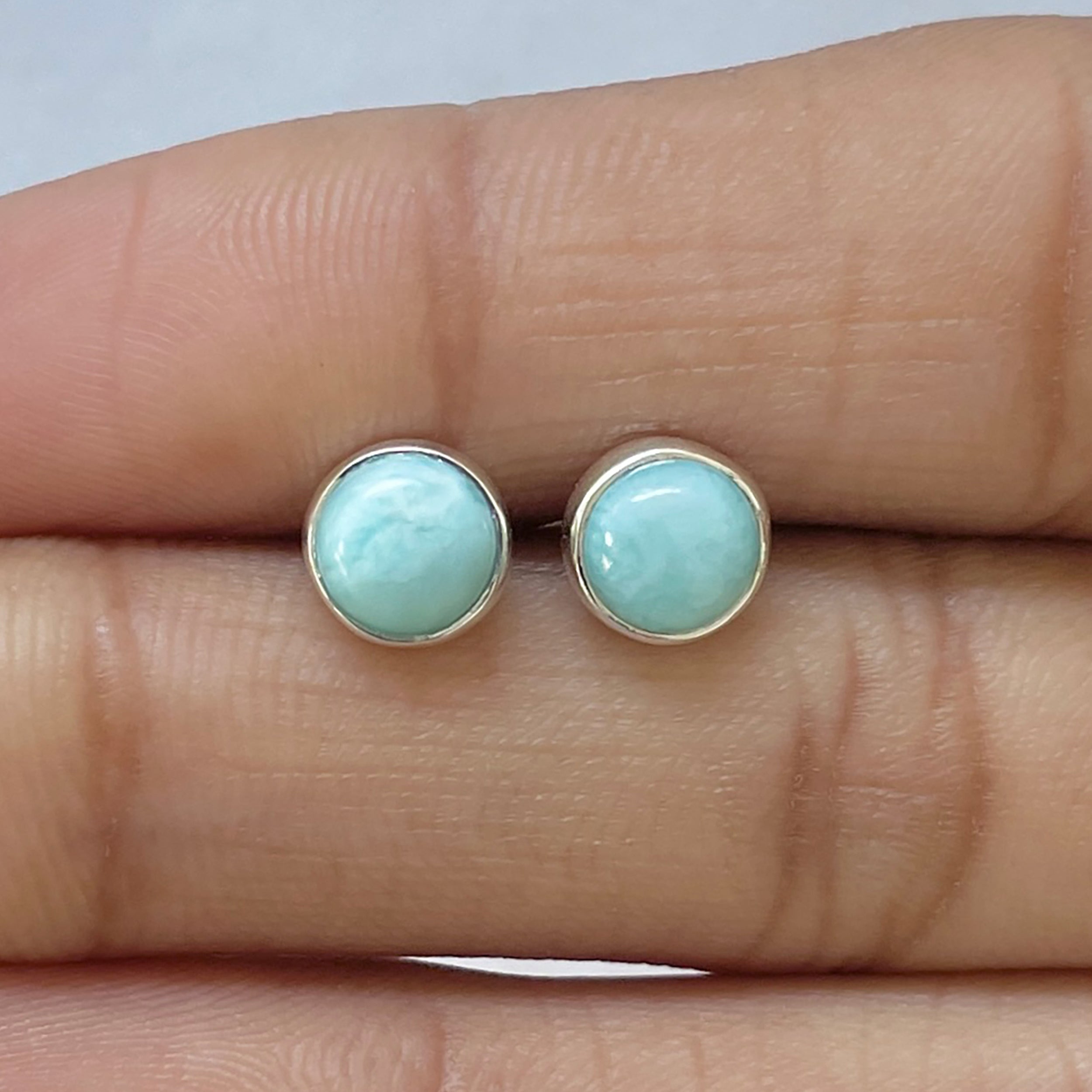 Larimar Stud Earring-(LAR-E-2677.)